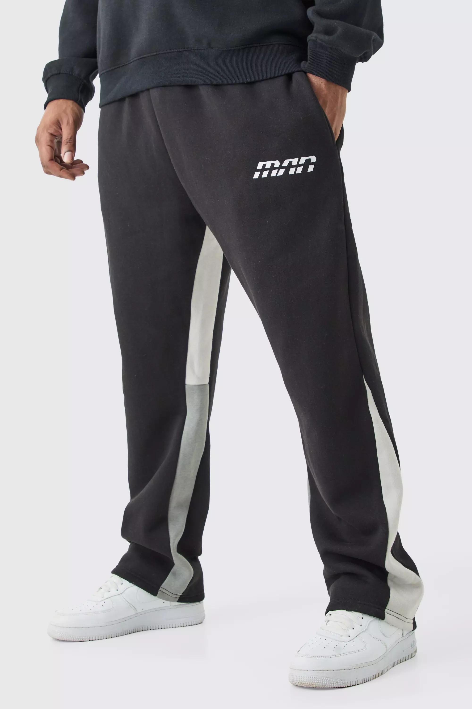 Plus Slim Gusset Colour Block Joggers | boohooMAN USA