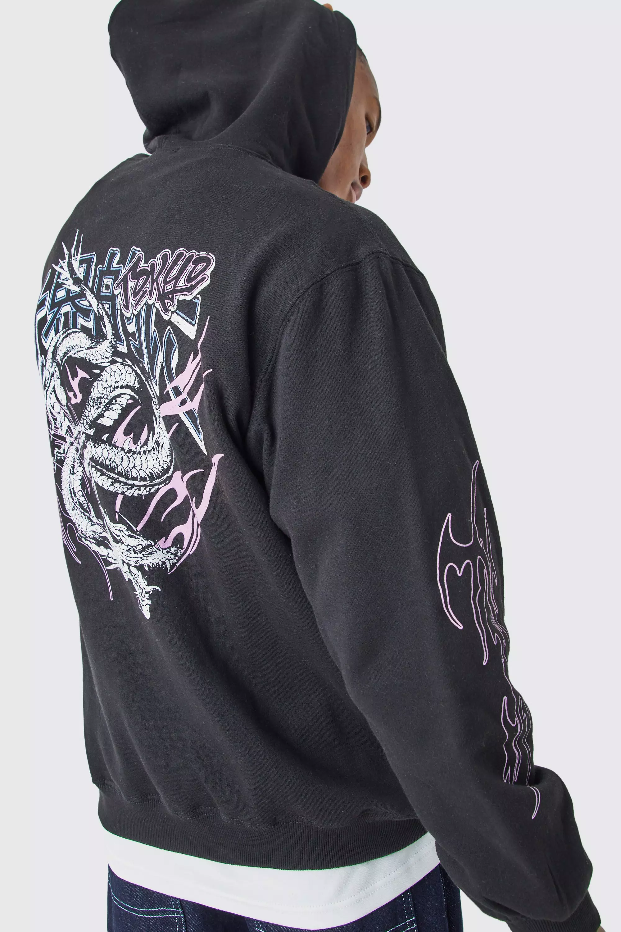 Oversize hoodie black discount dragon