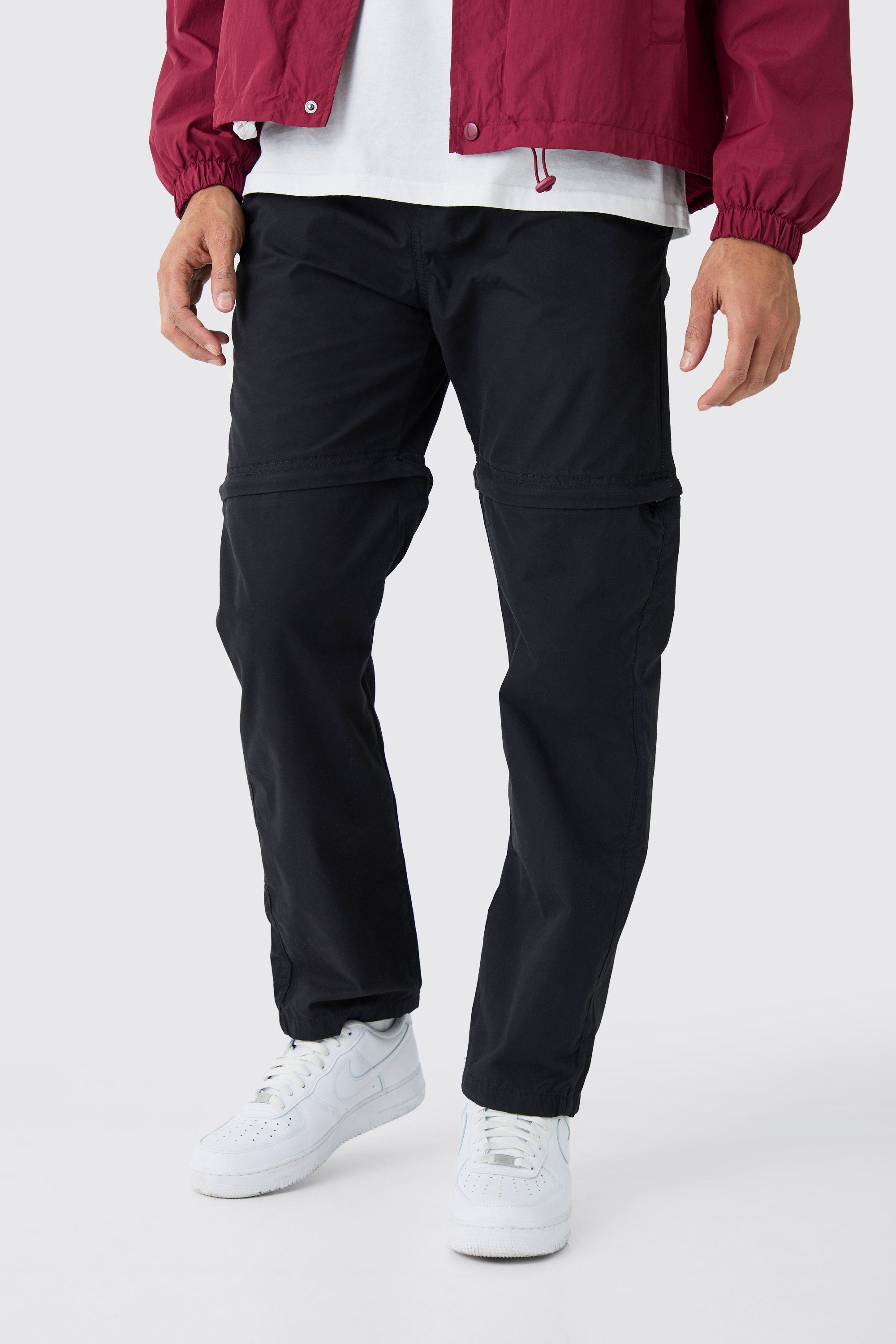 Image of Pantaloni dritti con vita elasticizzata e zip, Nero
