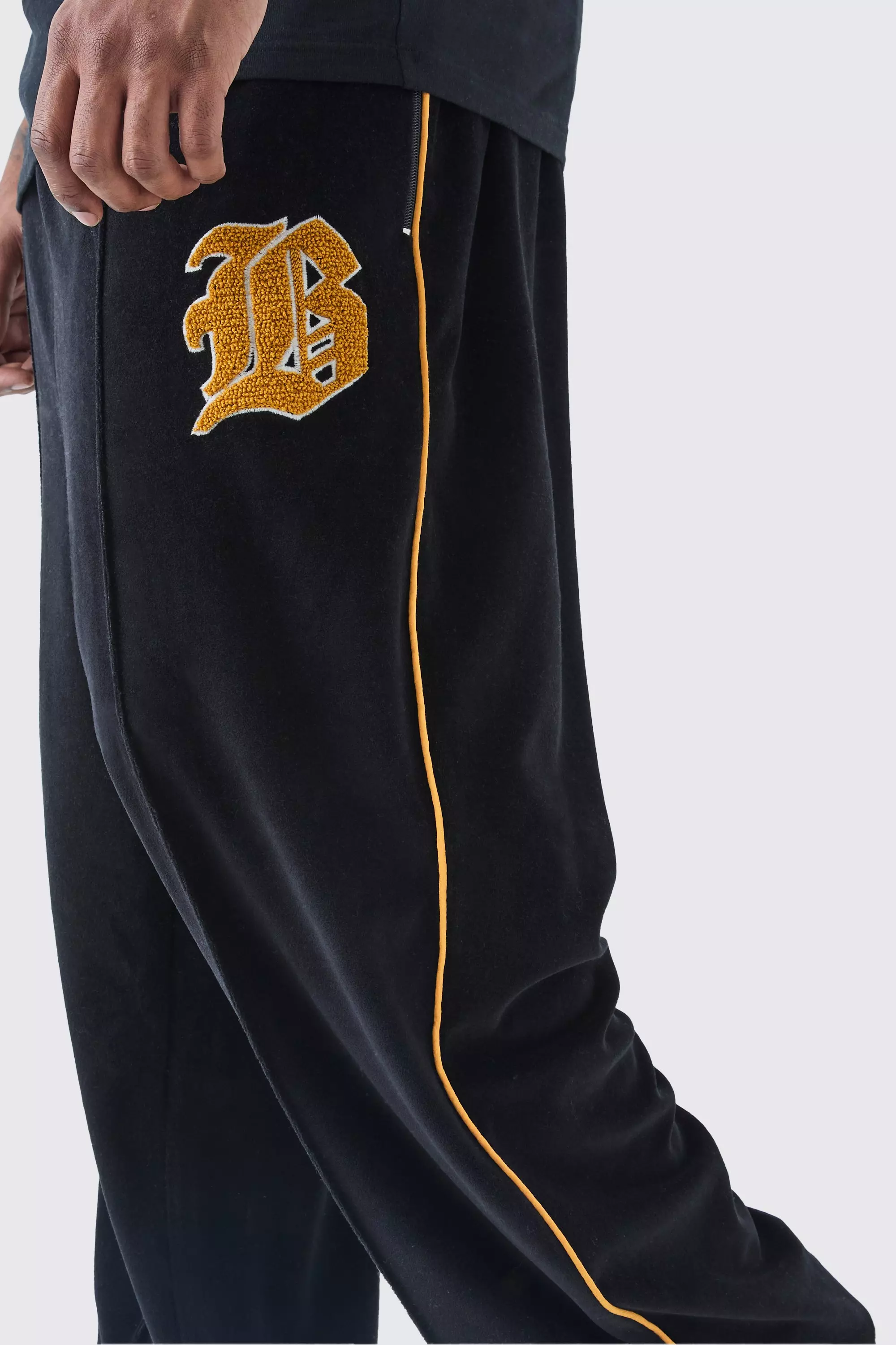 Plus Wide Fit Varsity Velour Joggers