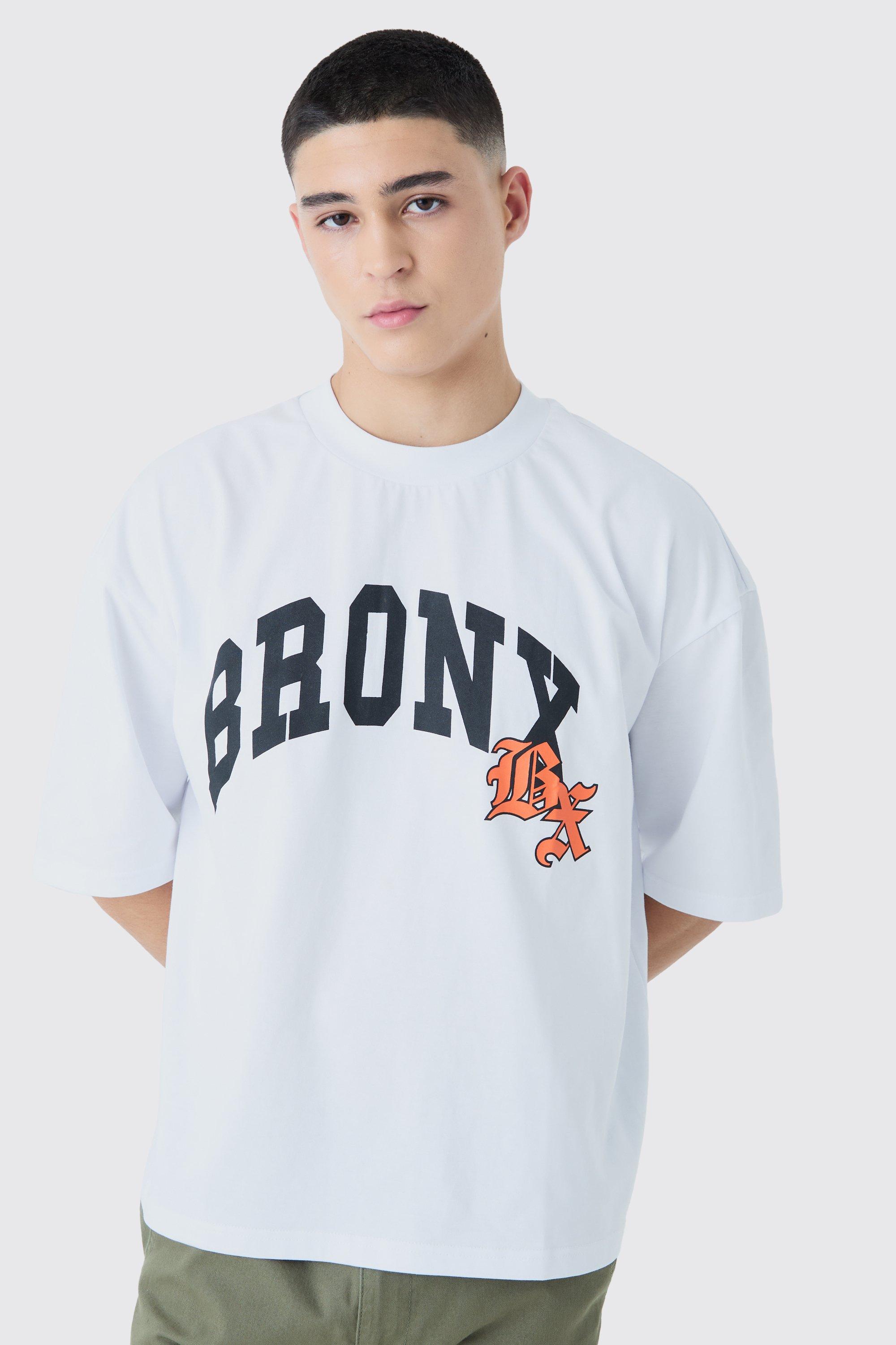 Image of T-shirt squadrata oversize Bronx con girocollo esteso, Bianco