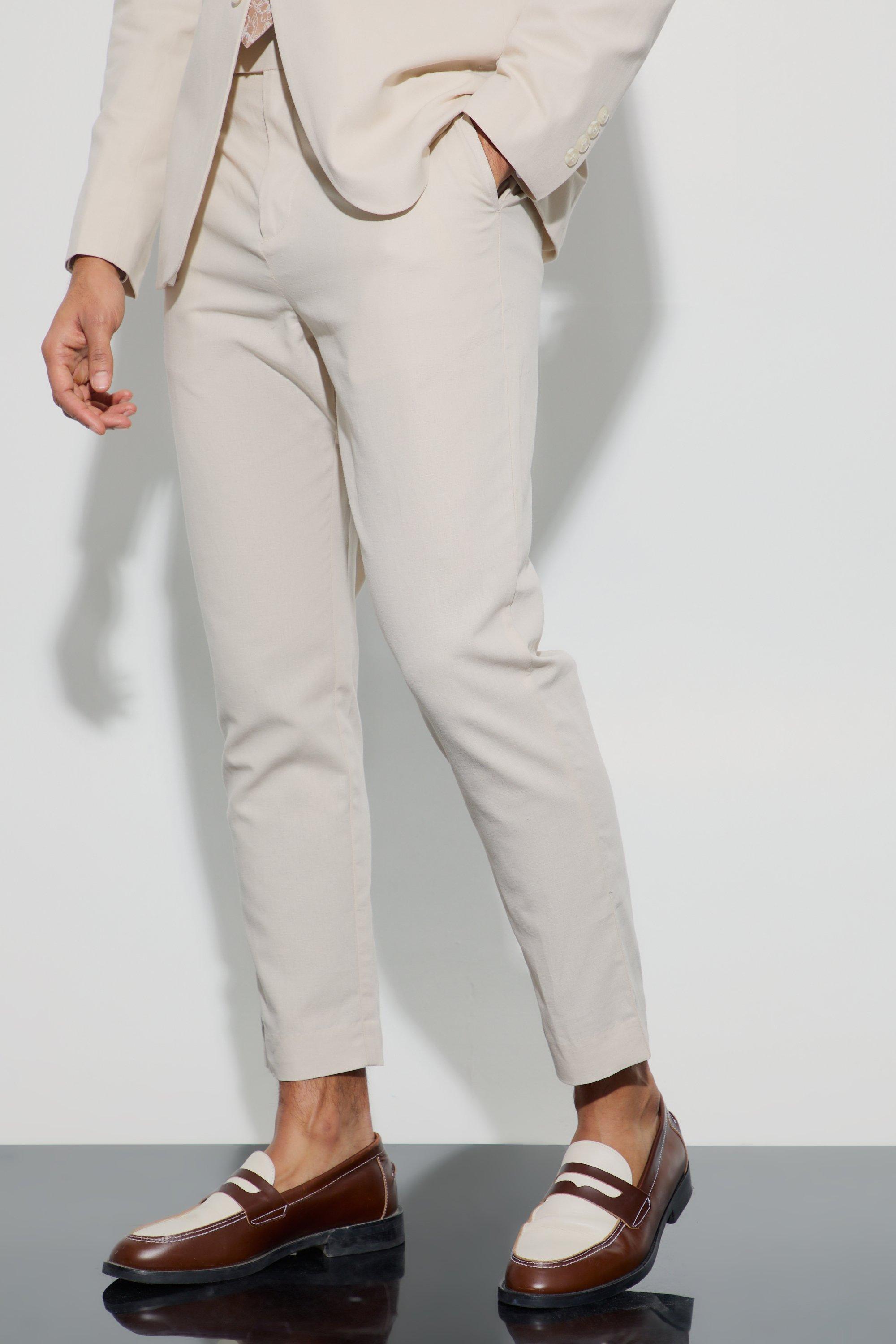Image of Mix & Match Linen Blend Tailored Tapered Trousers, Beige