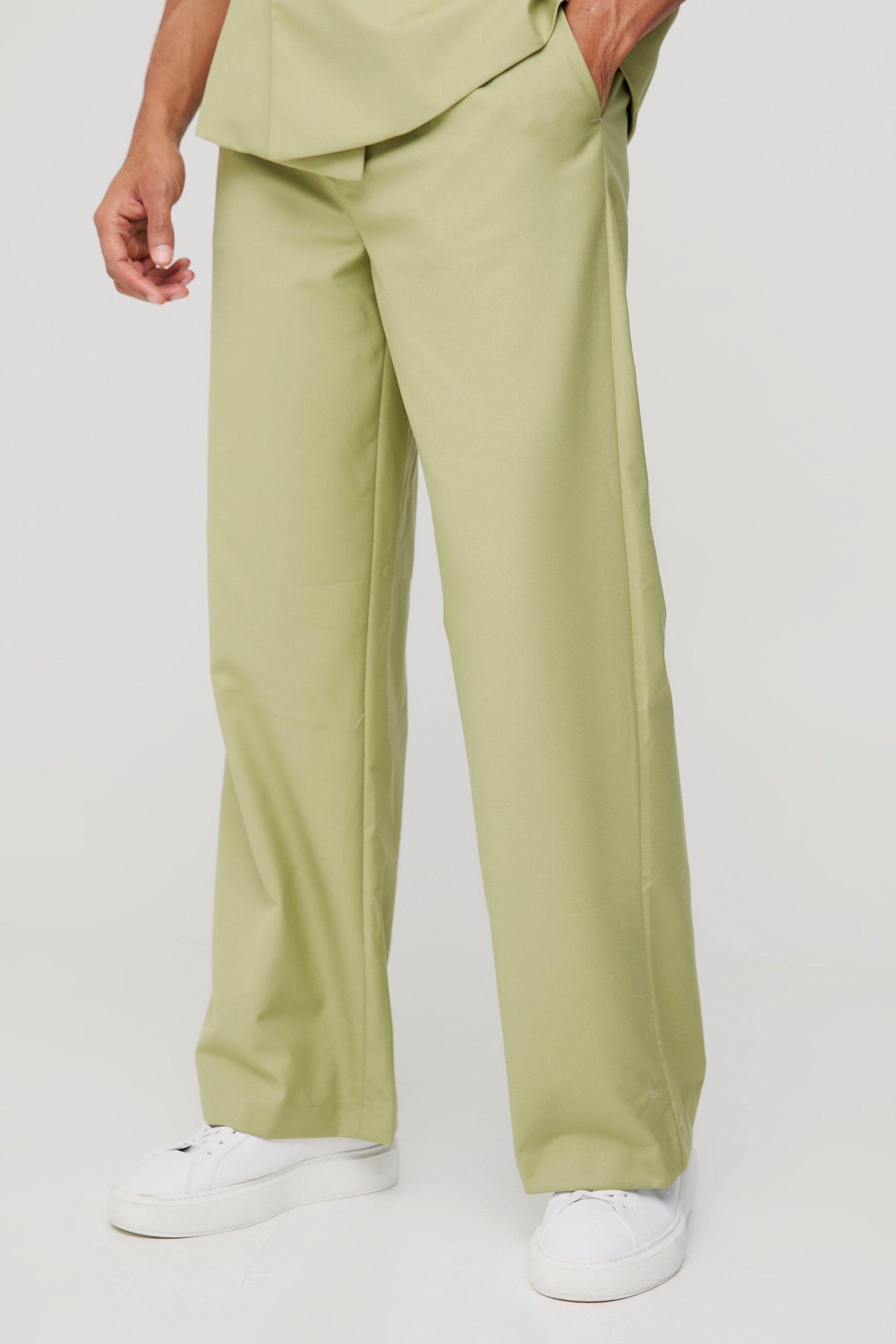 Image of Wide Leg Tailored Trousers, Verde