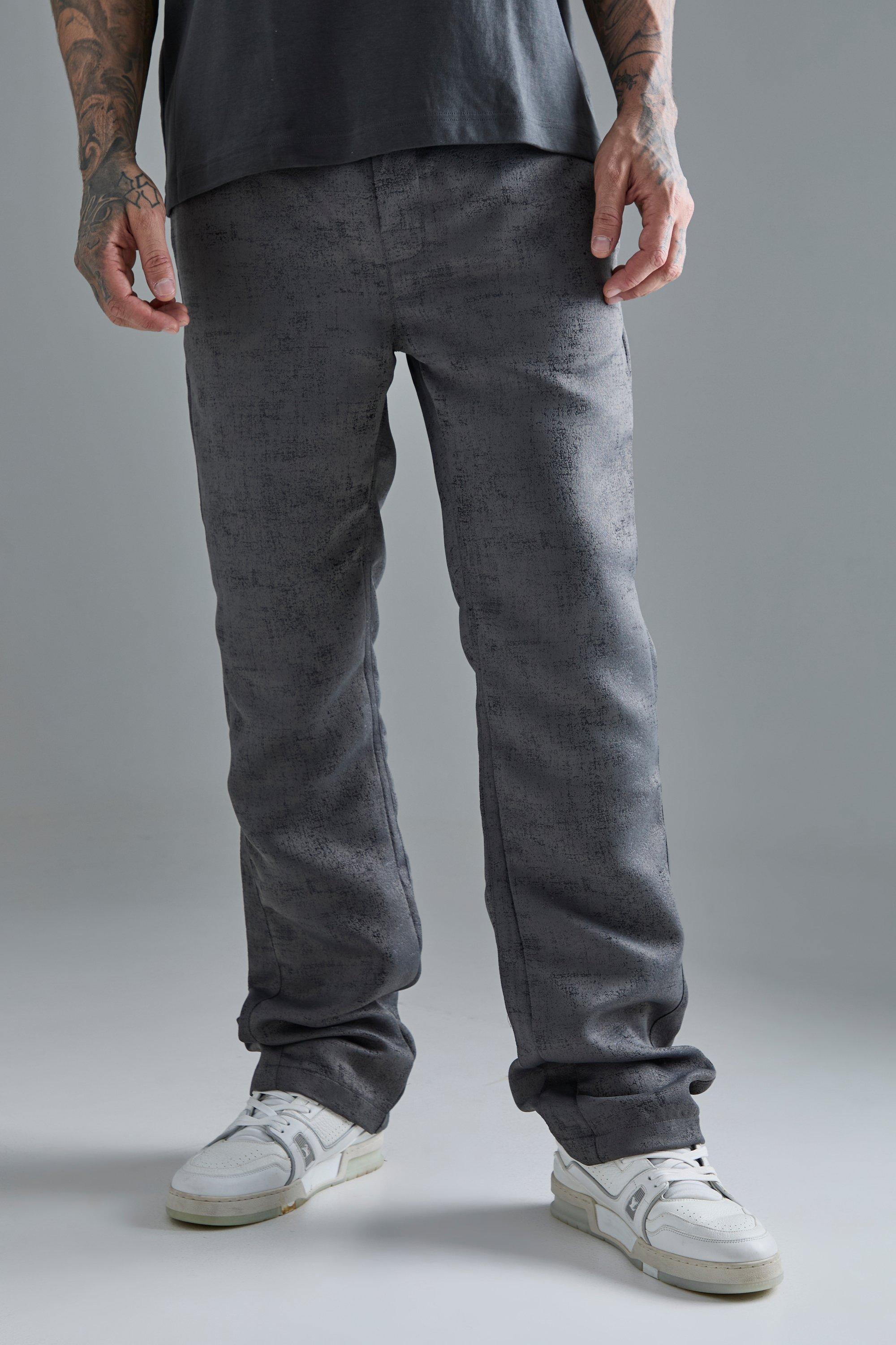 Mens Grey Elasticated Waist Slim Gusset Texture Trouser, Grey