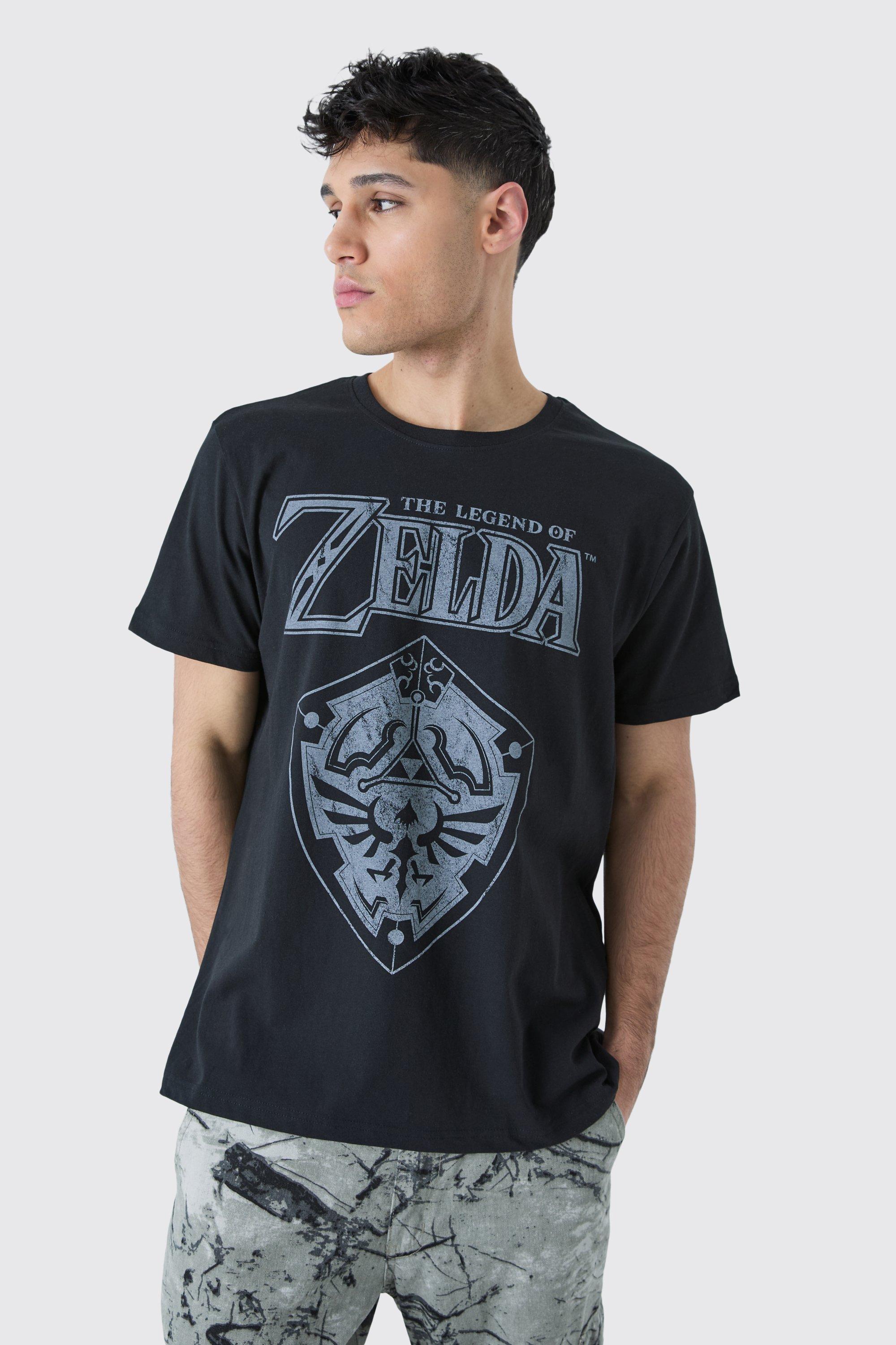 Mens Black Oversized Zelda License T-shirt, Black
