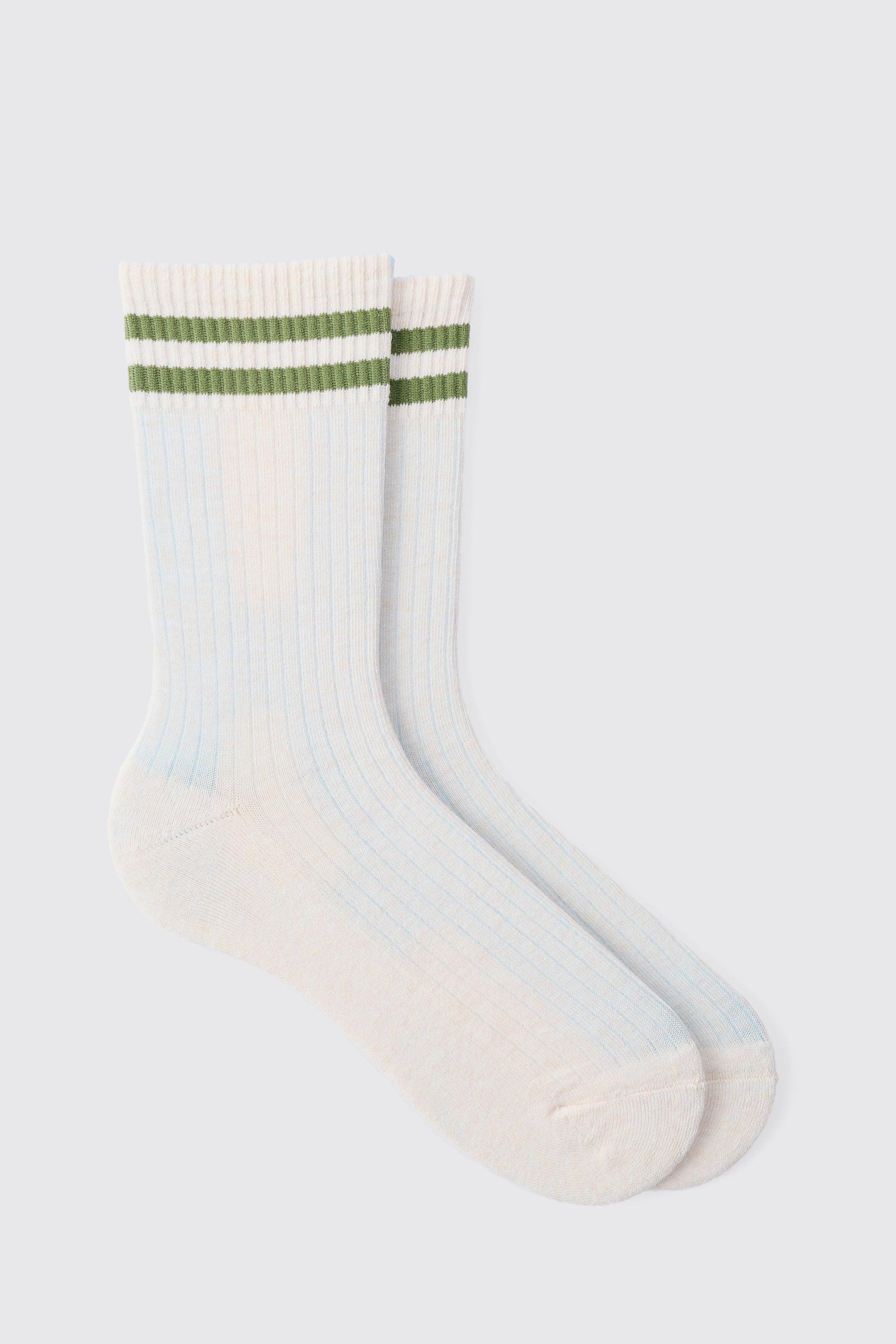 men's waffle stripe socks - green - one size, green