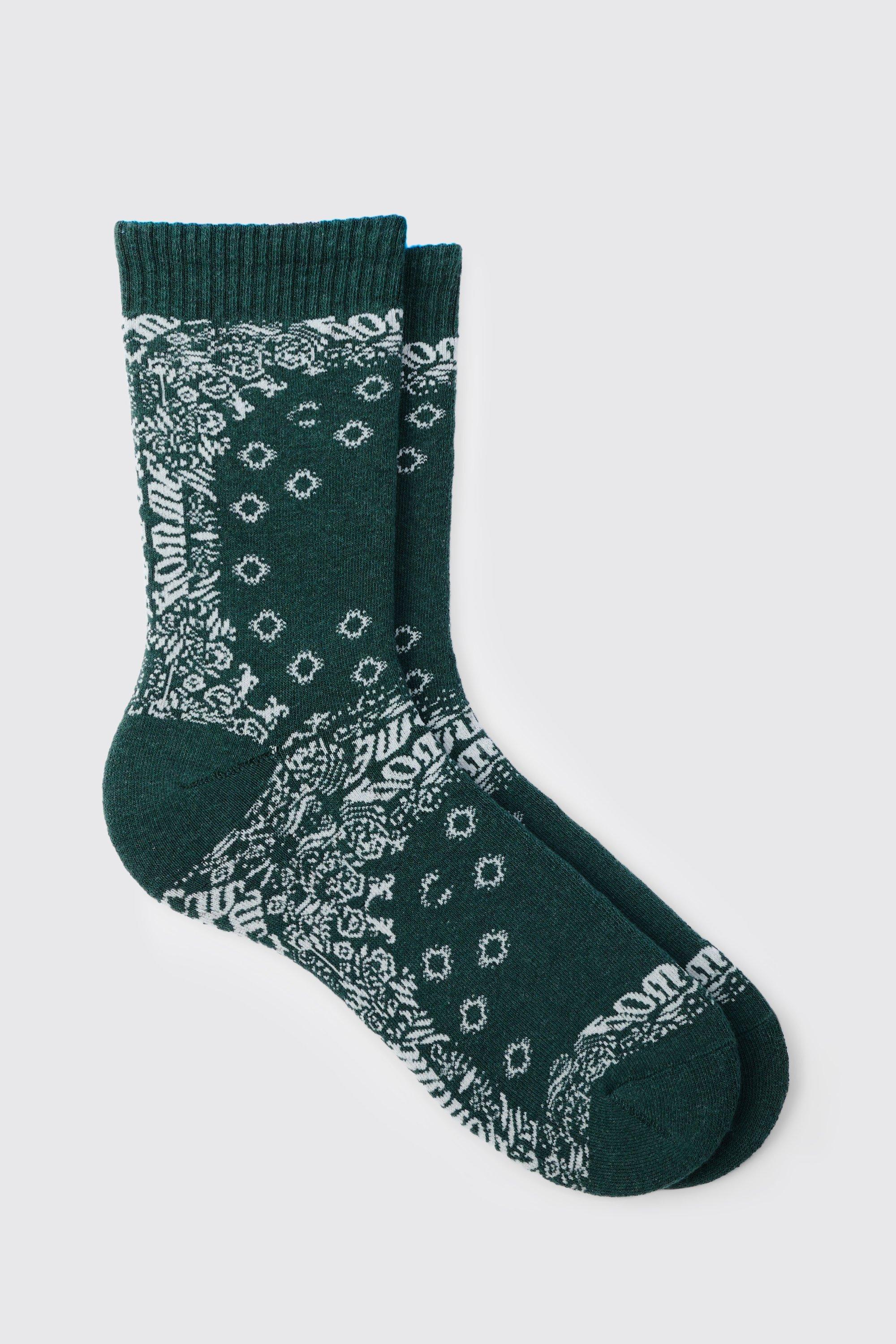 men's bandana print socks - green - one size, green