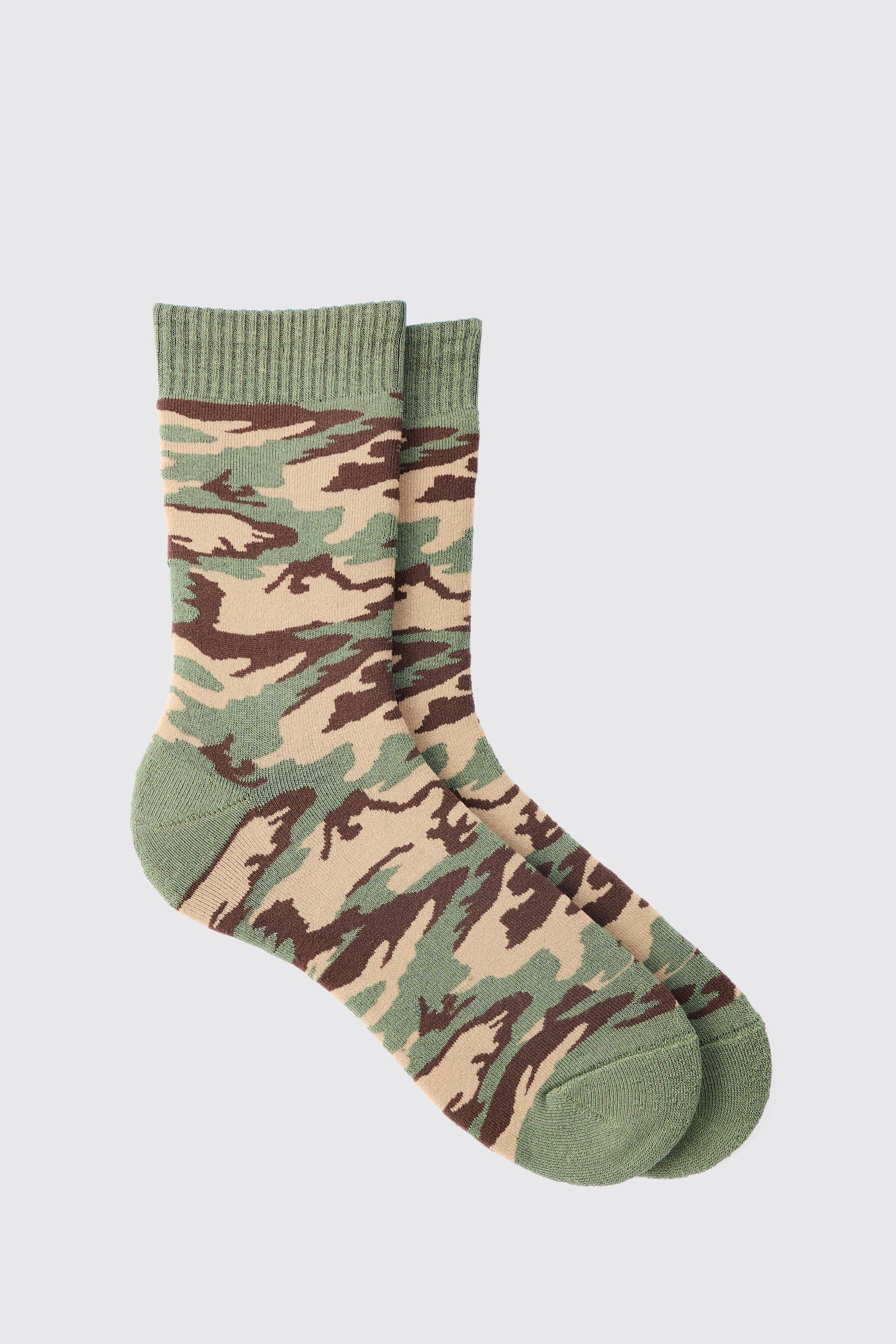 men's camo print socks - green - one size, green