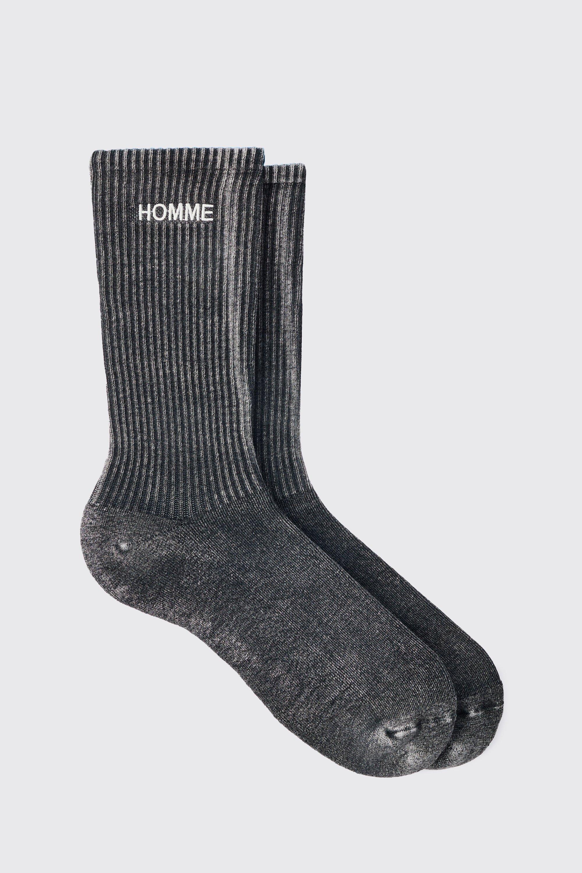 Image of Homme Overdyed Grey Socks, Grigio