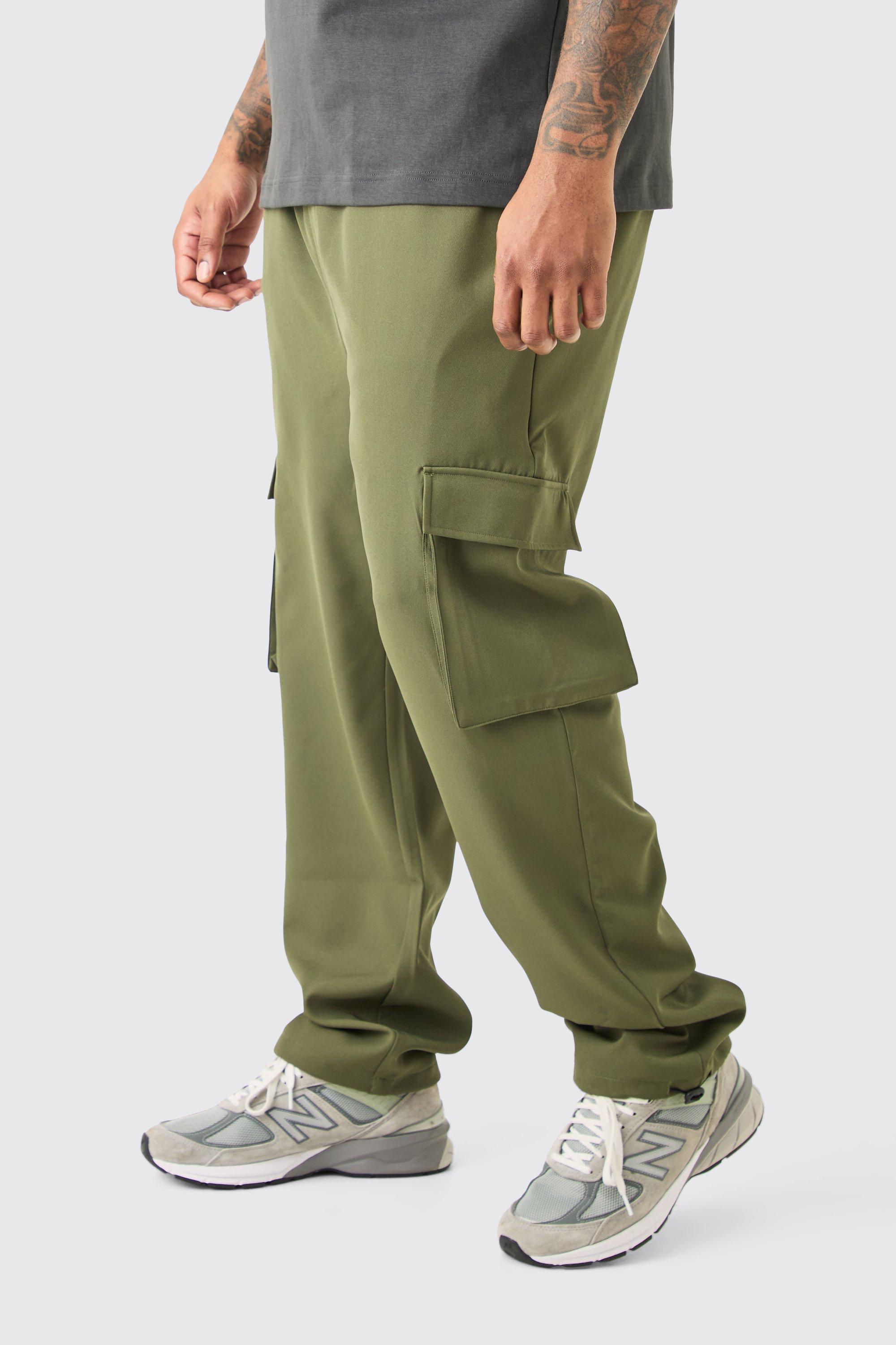 Image of Pantaloni Cargo Plus Size leggeri e leggeri elasticizzati, Verde