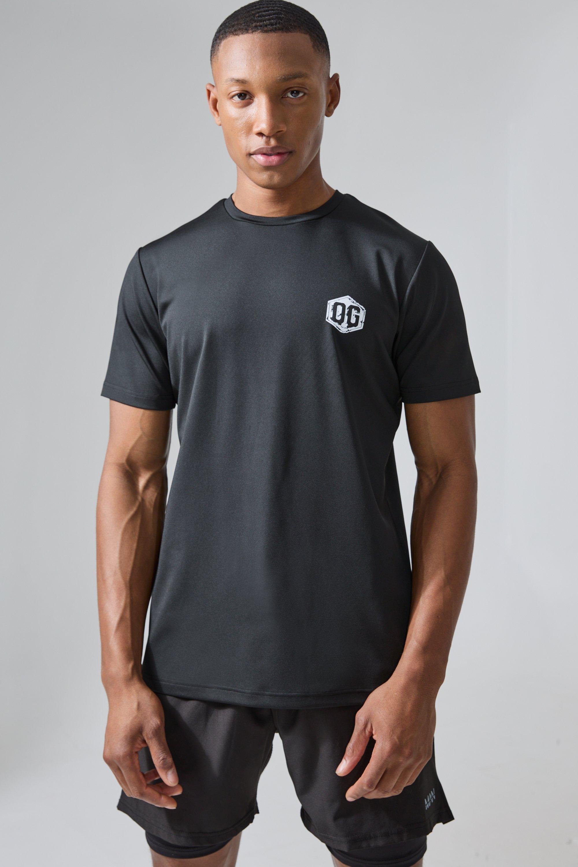 Image of T-shirt Man Active x Og Gym Slim Fit per alta performance, Nero