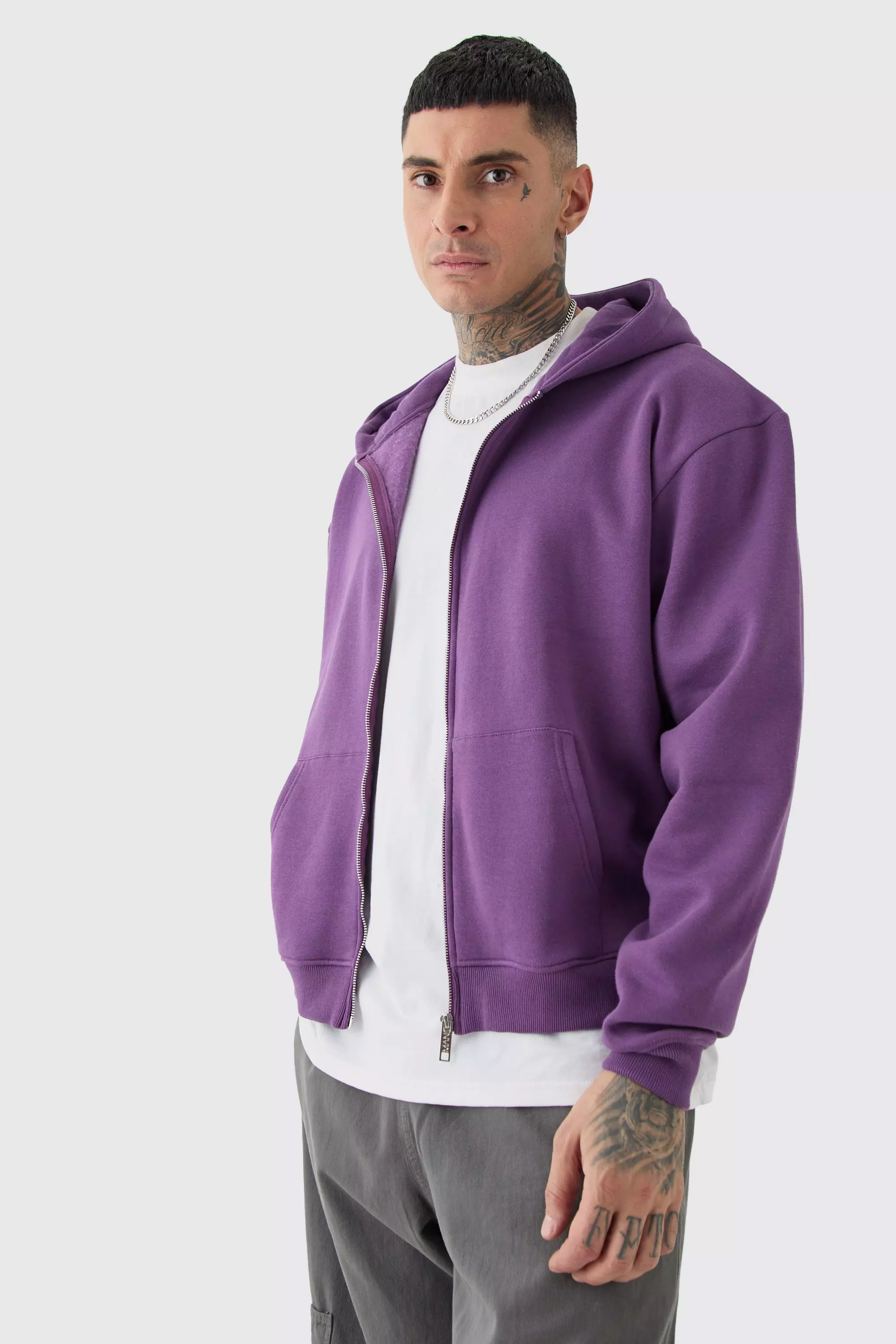 Purple zip up hoodie on sale mens