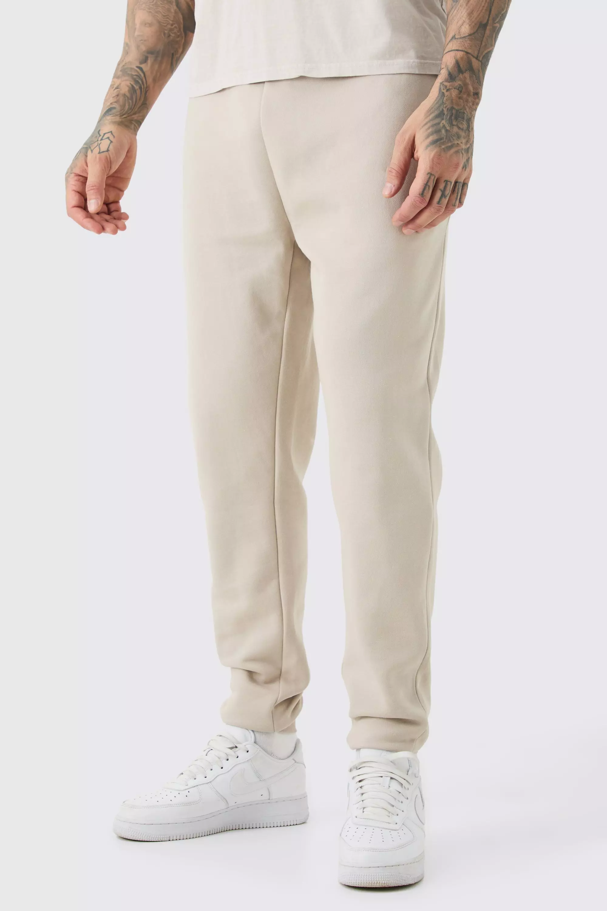 Men's Skinny Basic SweatPants In Beige