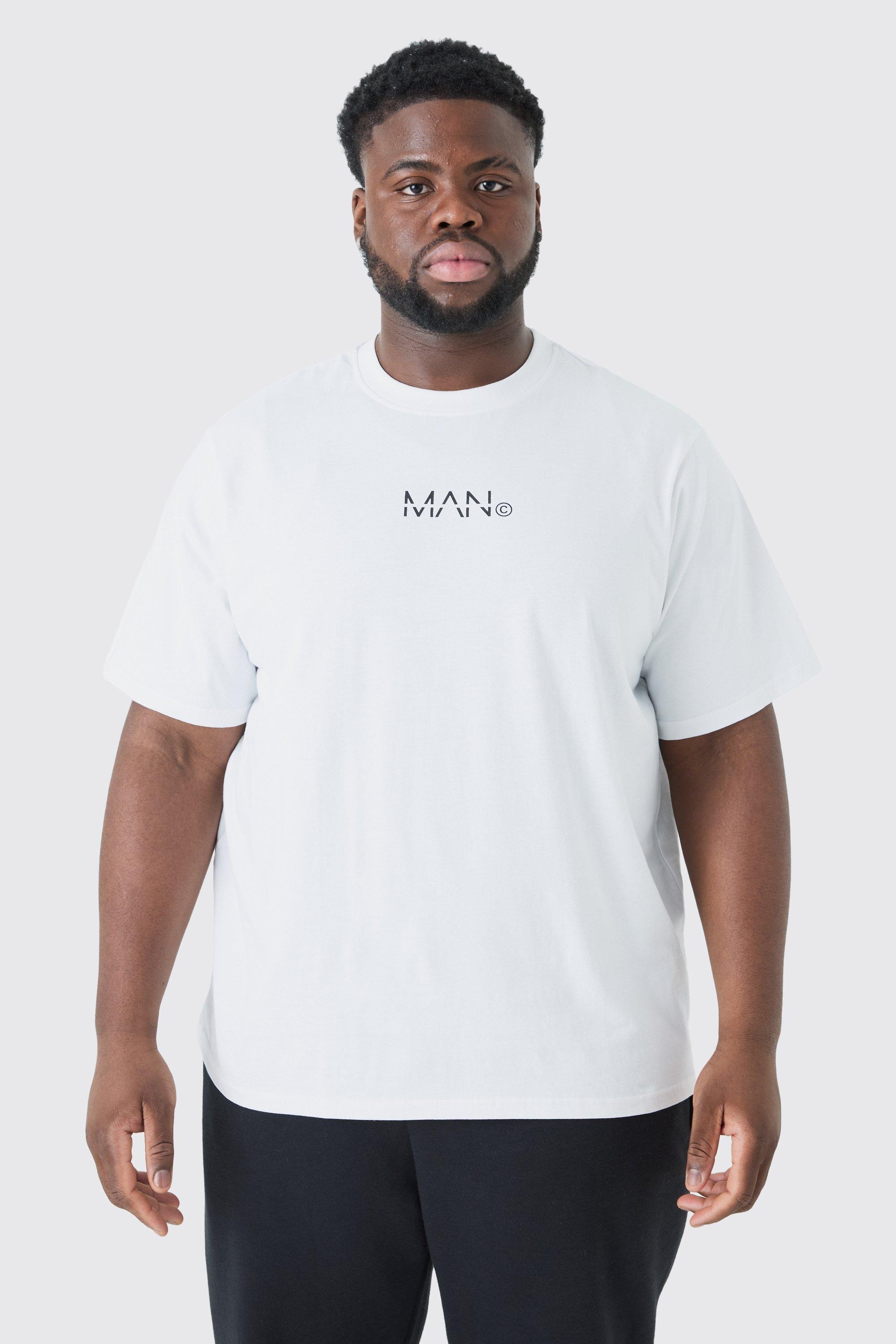 Mens White Plus Original Man Print T-shirt, White
