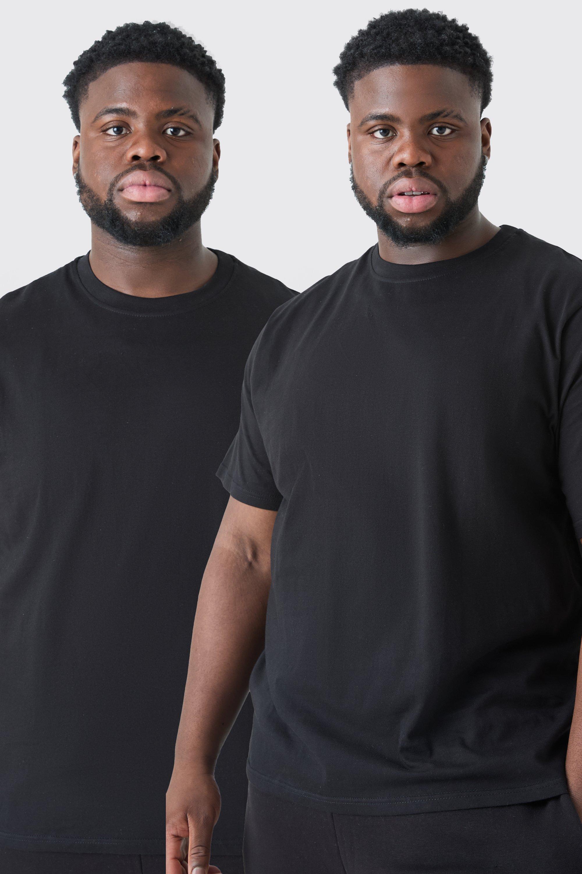 Mens Black Plus 2 Pack Basic T-shirt, Black