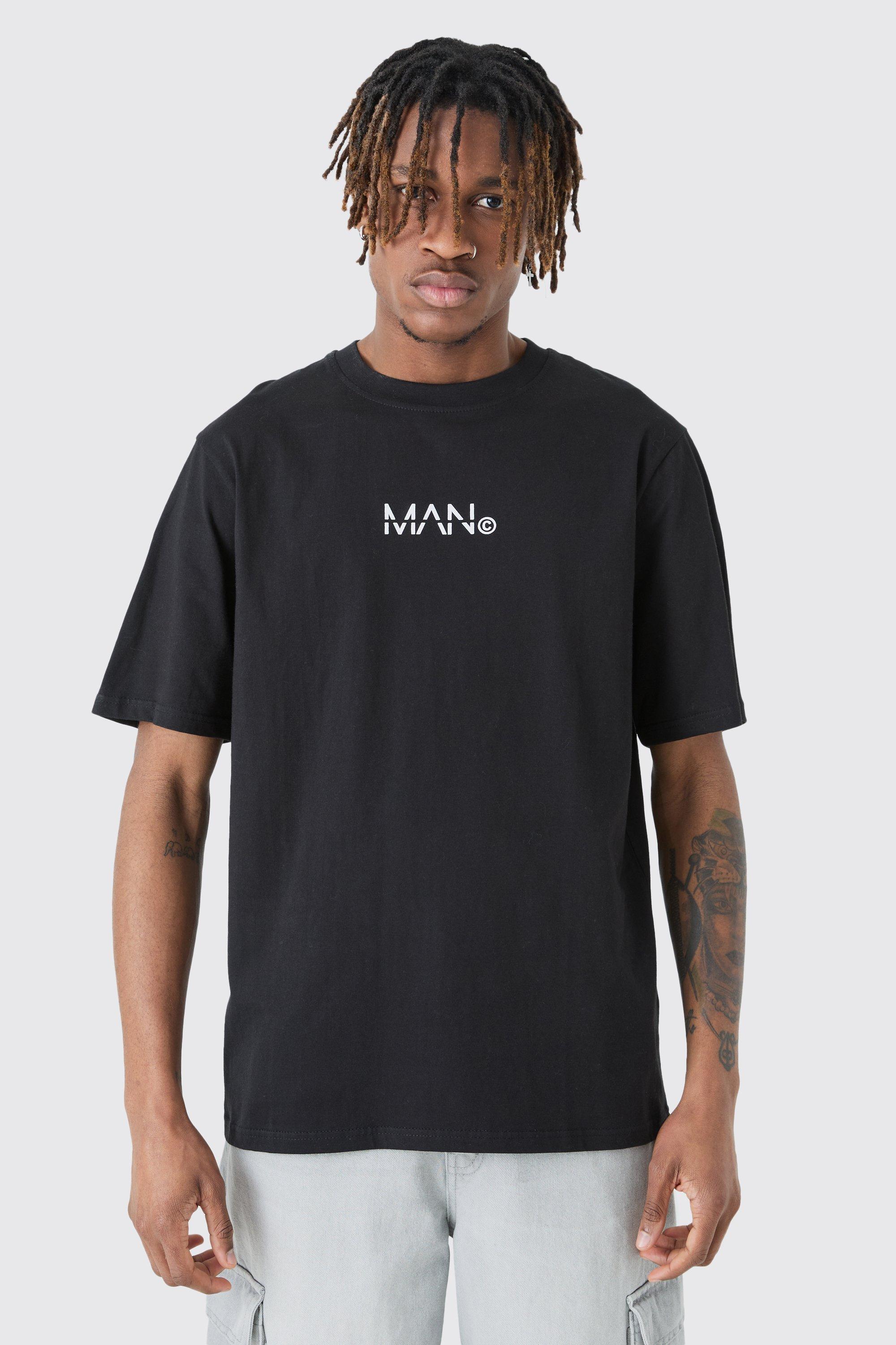 Mens Black Tall Original Man Print T-shirt, Black