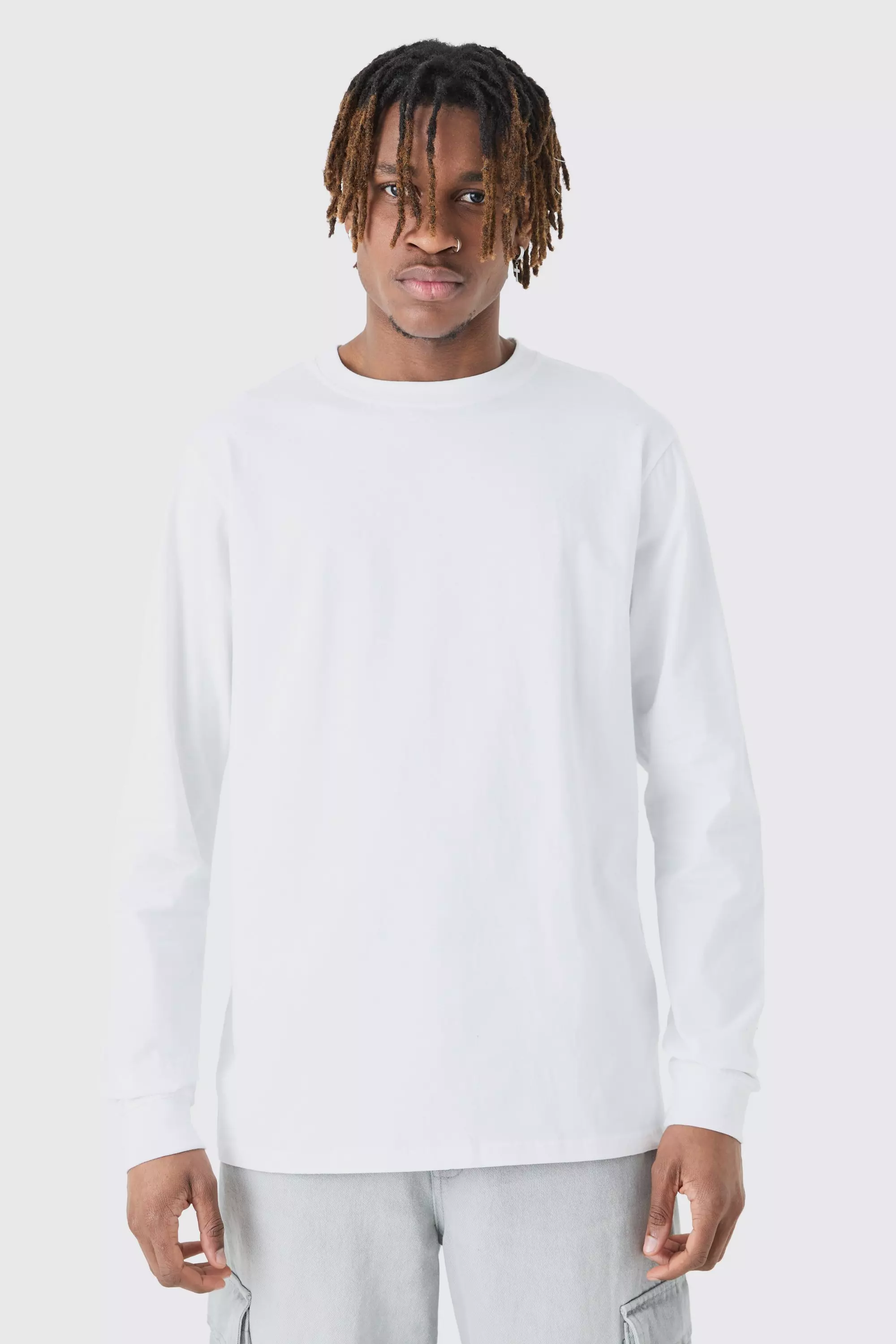 Layered Long Sleeve T-Shirt in Bright White