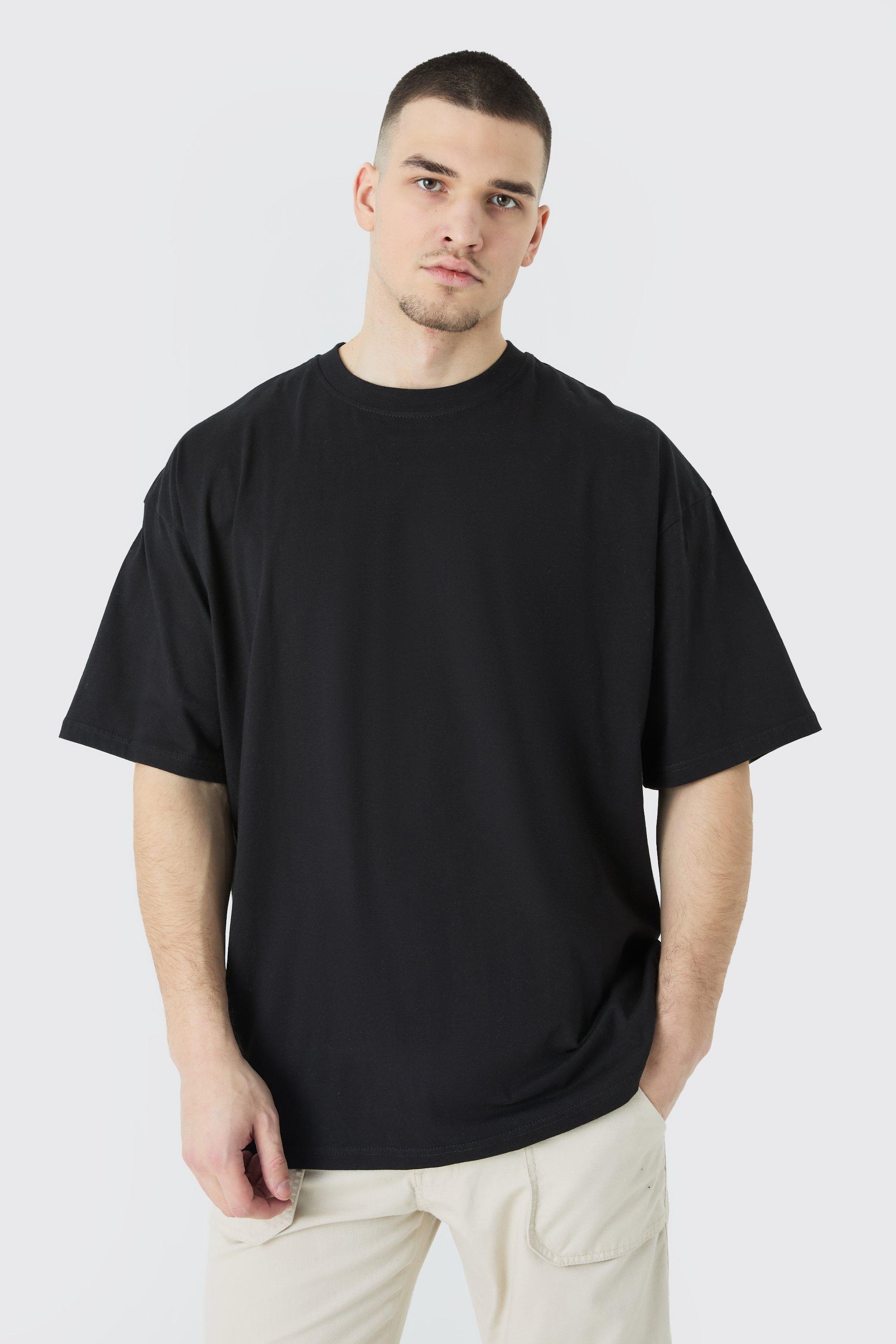 Mens Black Tall 2 Pack Oversized T-shirt, Black