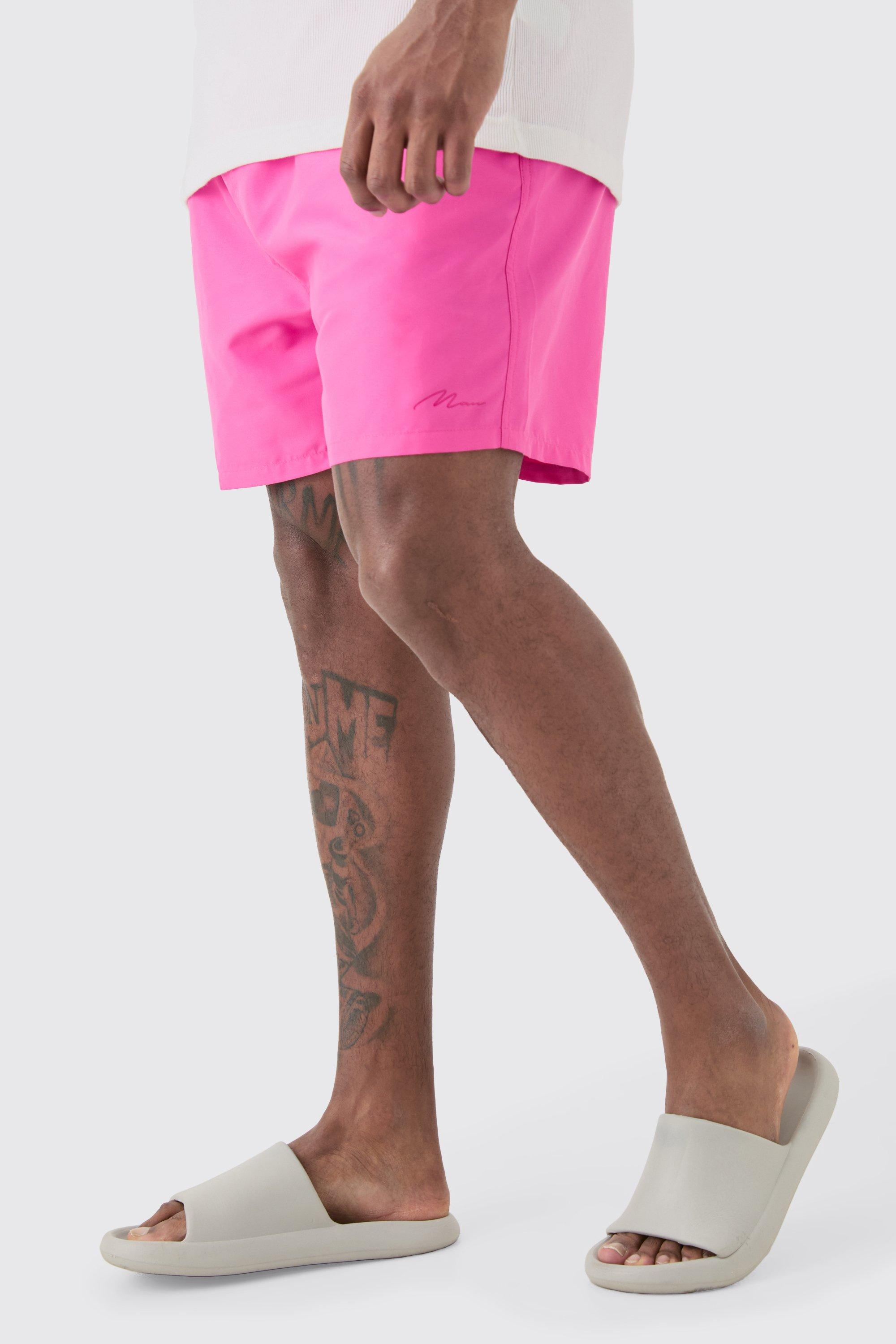 Image of Plus Man Signature Mid Length Swim Short, Pink