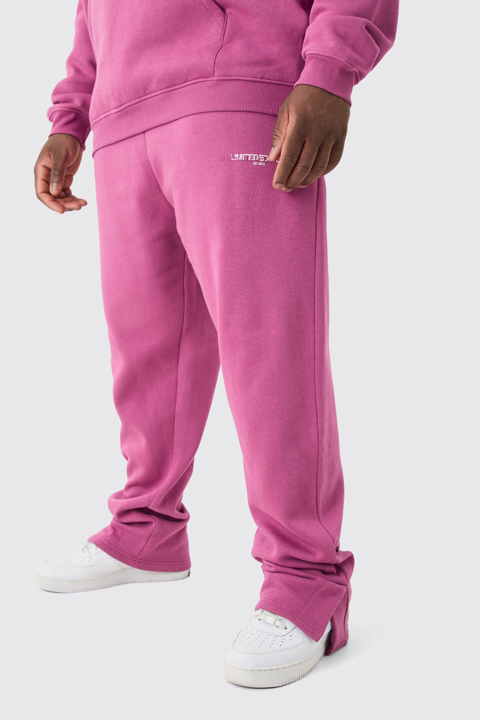 Image of Pantaloni tuta Plus Size Regular Fit Limited con spacco sul fondo, Pink