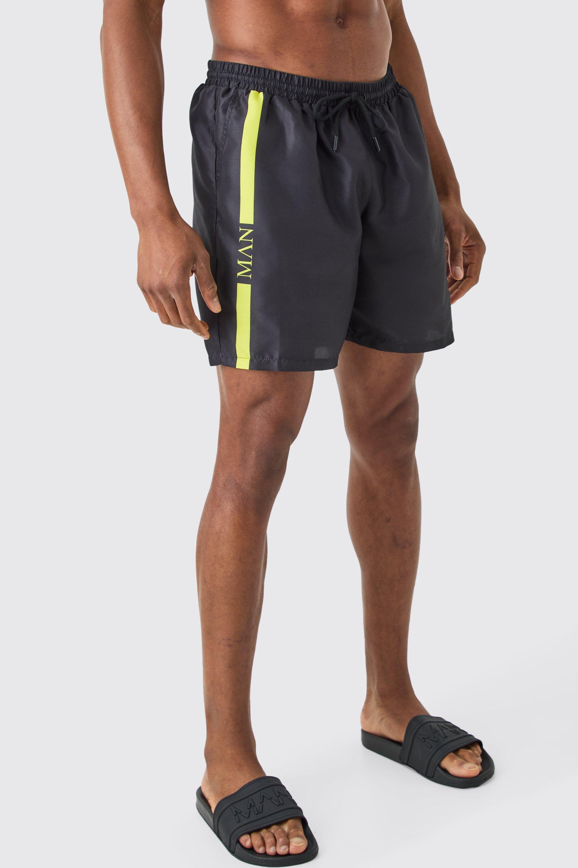 Image of Mid Length Man Line Swim Shorts, Giallo