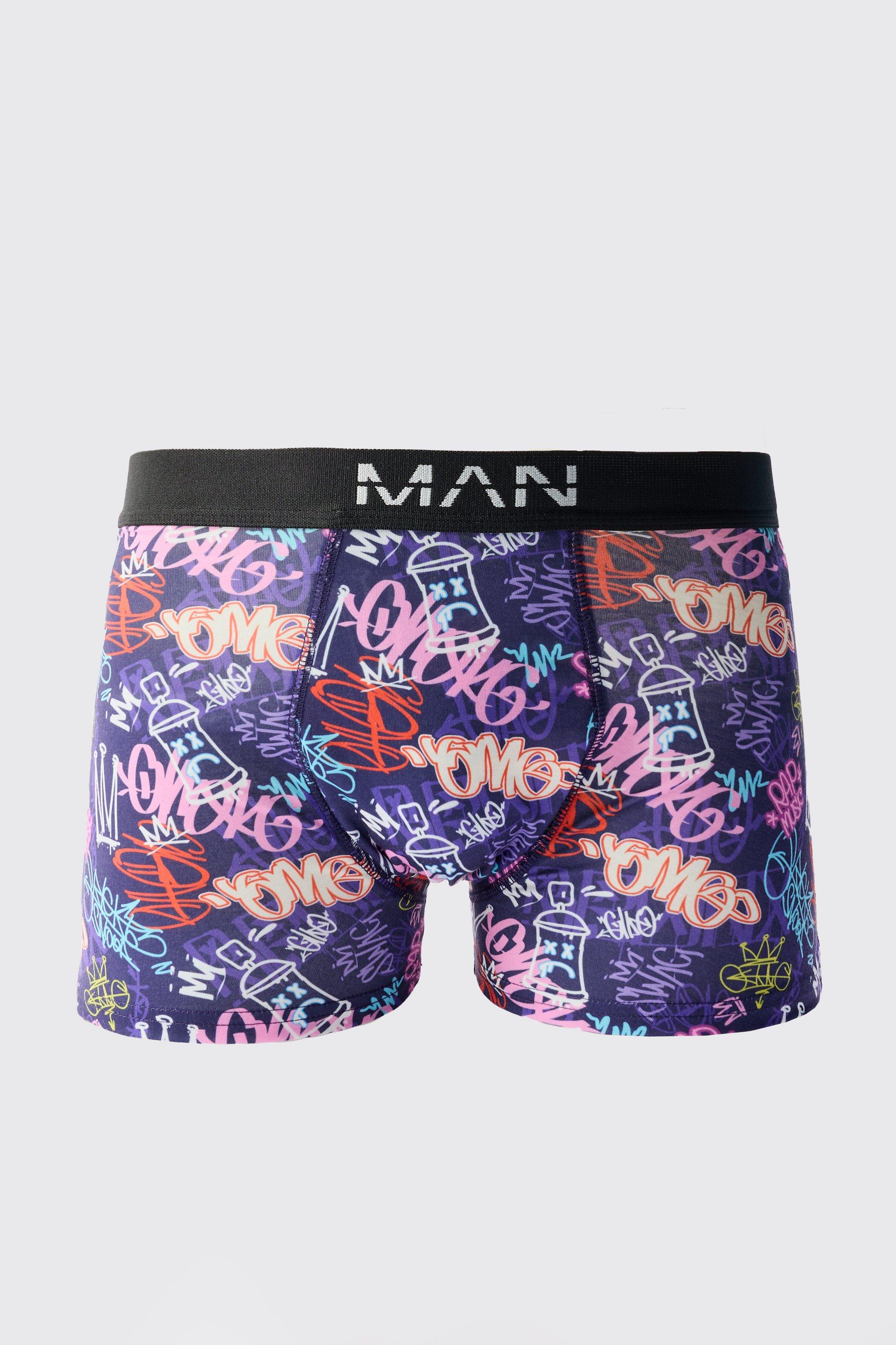 graffiti print boxers homme - violet - m, violet