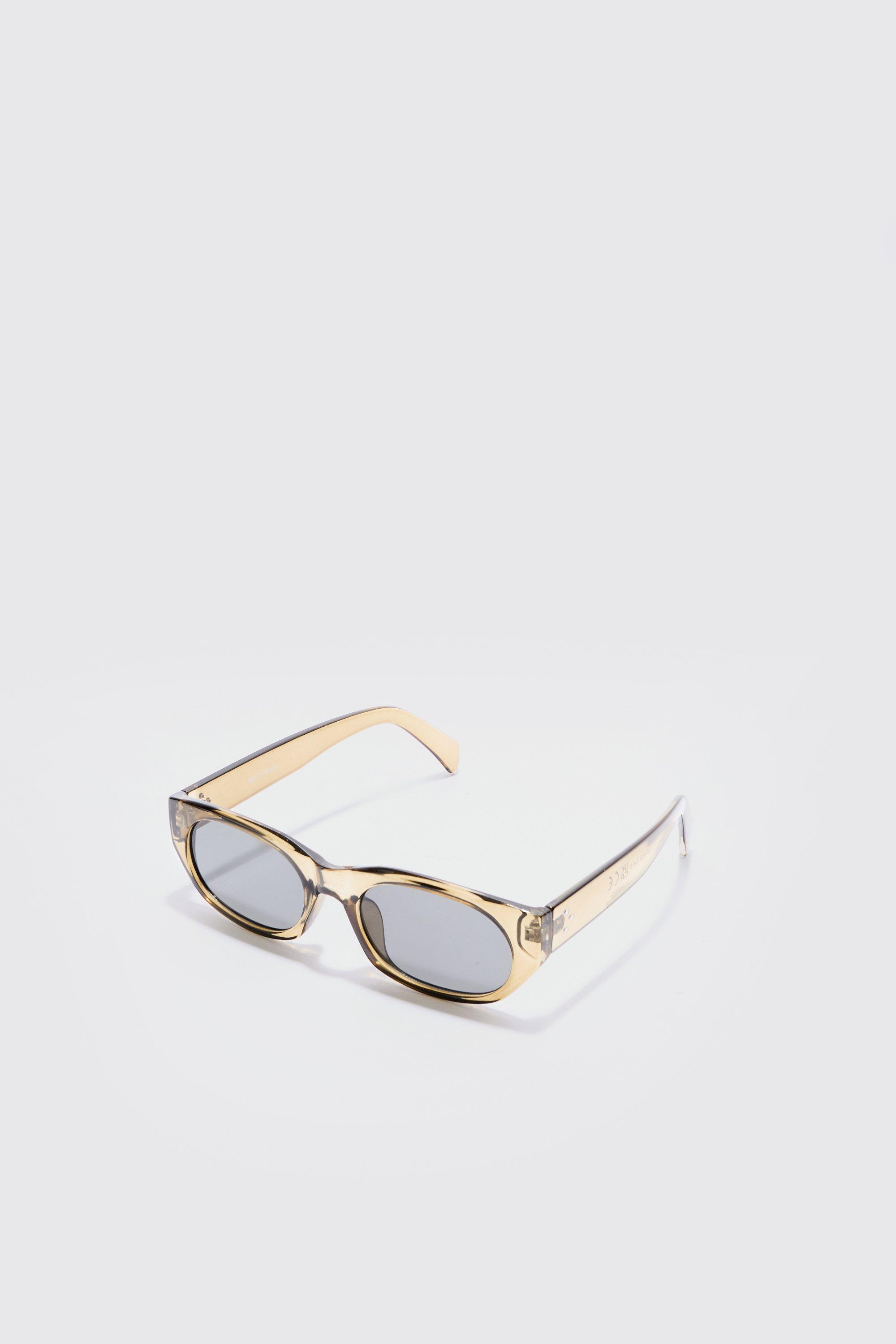 Image of Chunky Rounded Frame Sunglasses In Khaki, Verde
