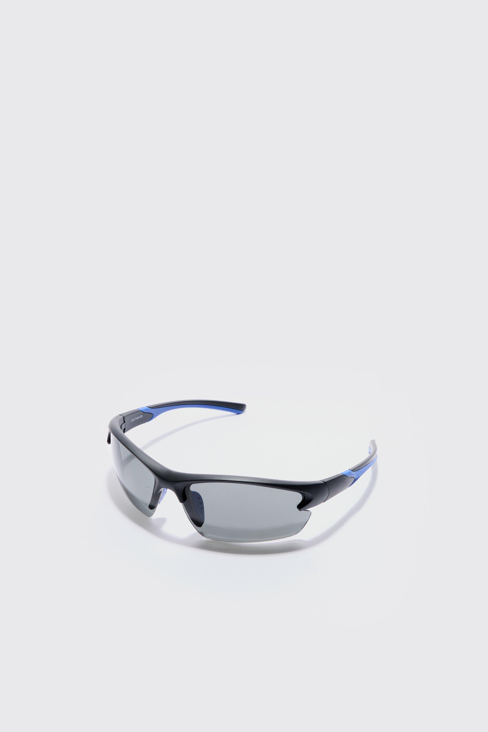 Image of Rimless Racer Sunglasses In Blue, Azzurro