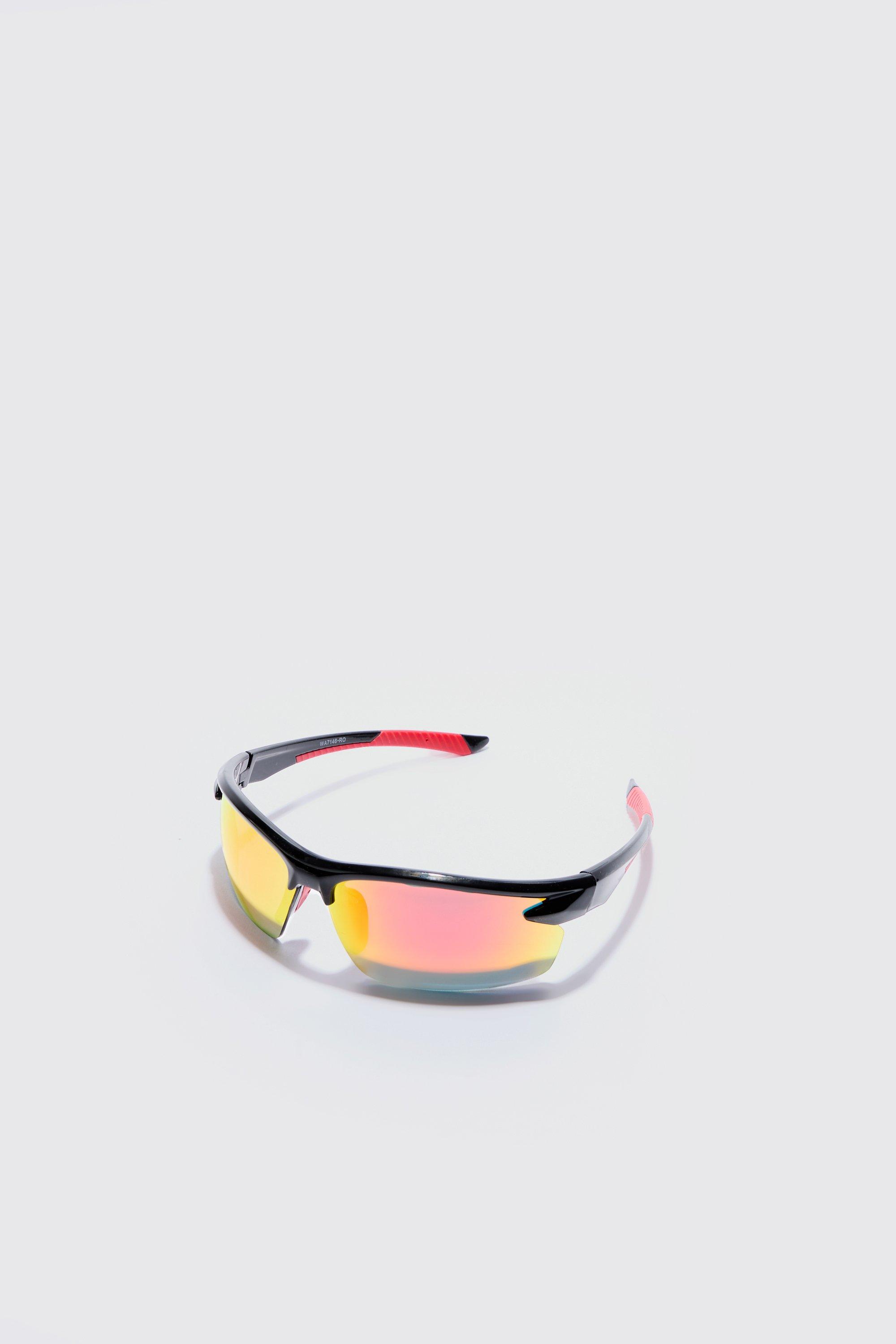 Image of Rimless Racer Sunglasses In Red, Rosso