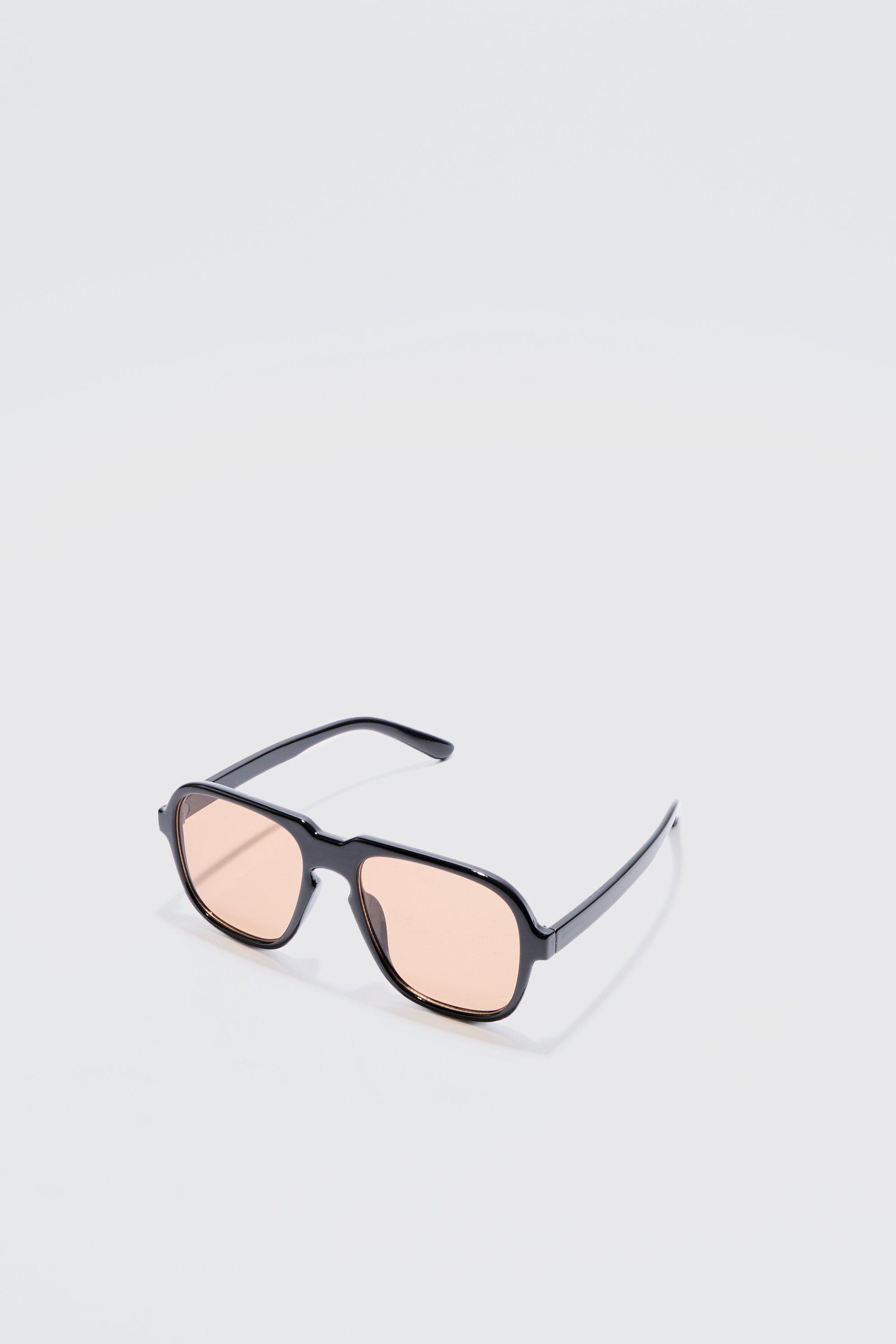 Image of Retro High Brow Sunglasses With Brown Lens, Nero