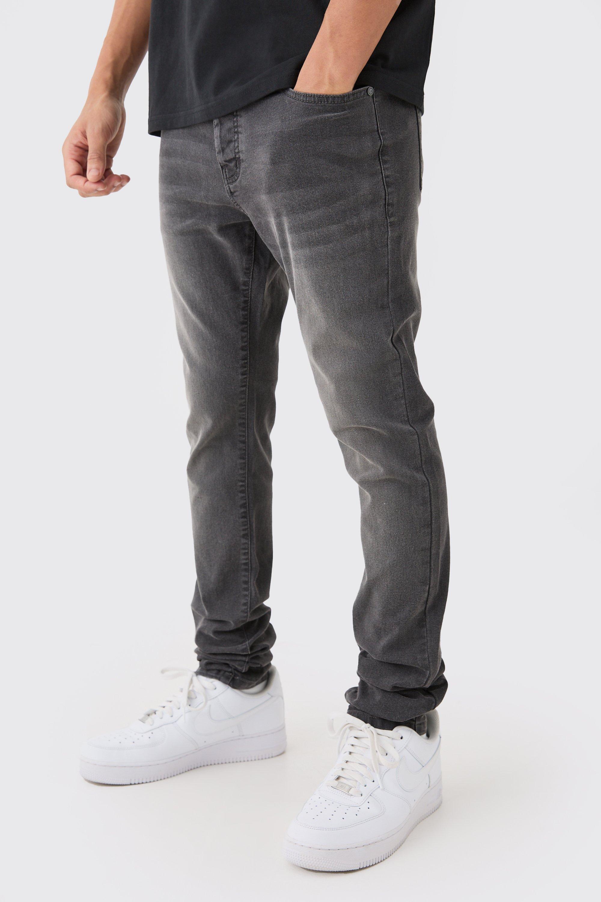 Image of Jeans Skinny Fit Stretch con pieghe sul fondo e pieghe sul fondo, Grigio