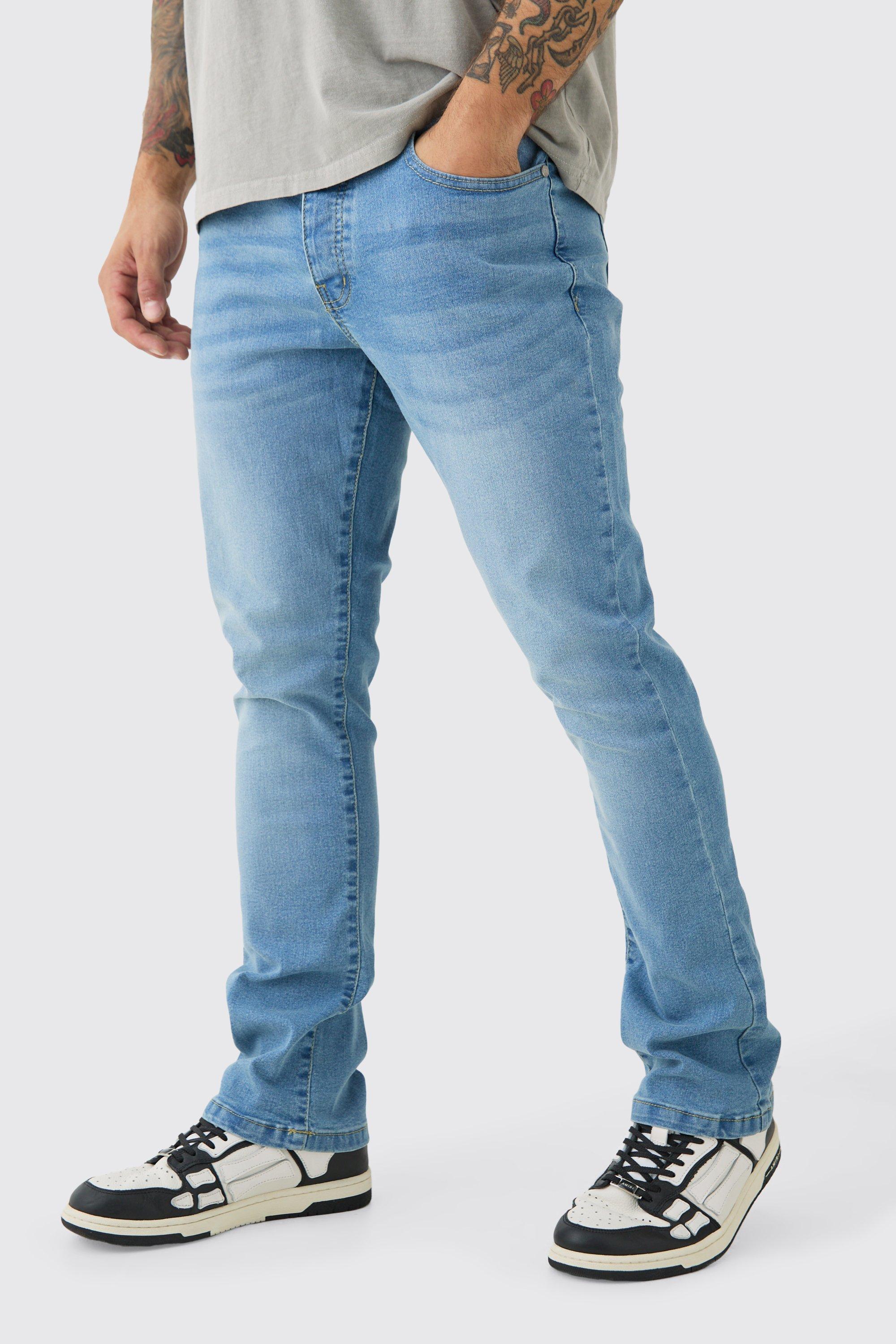Image of Skinny Stretch Flare Jean In Light Blue, Azzurro
