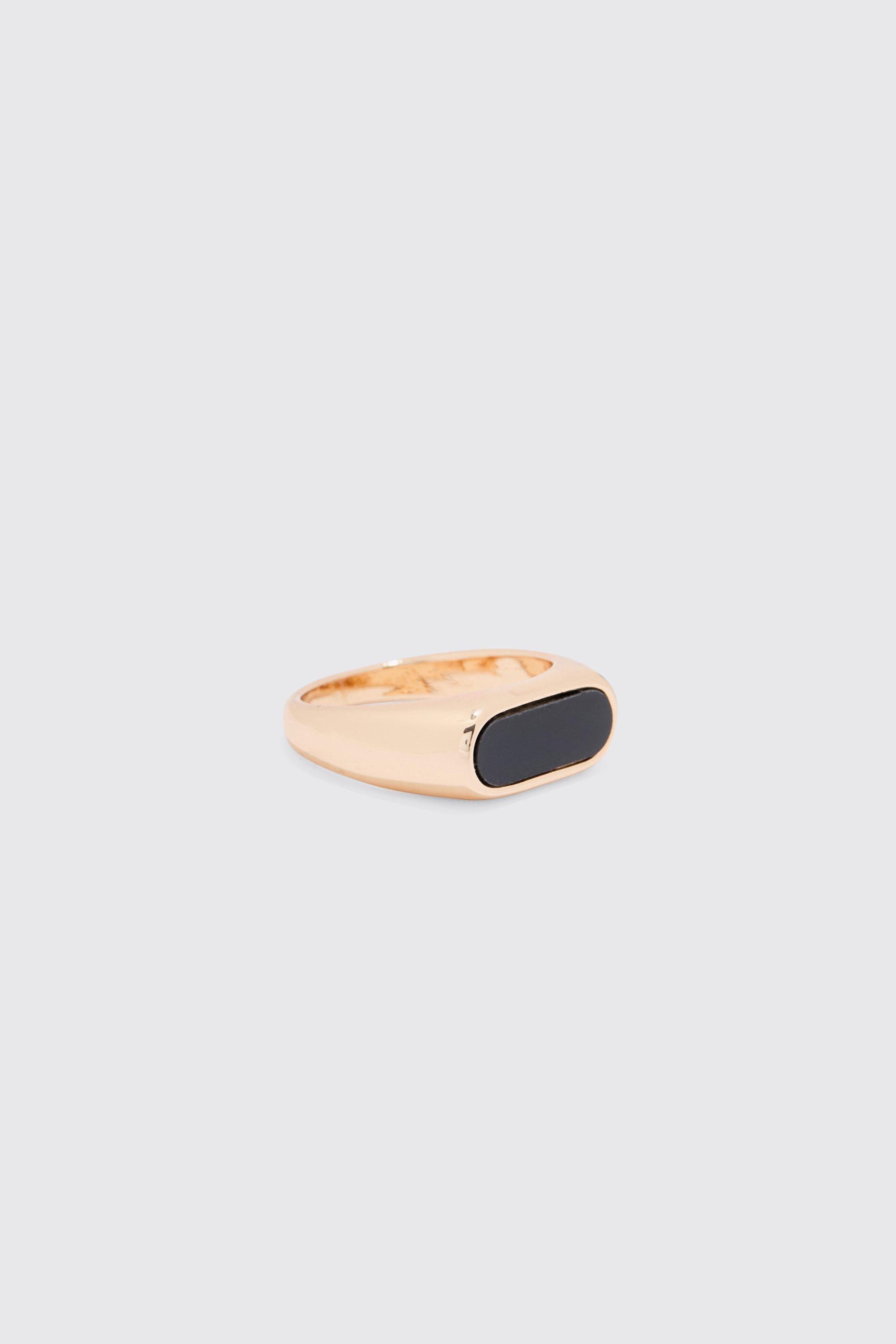 Mens Metallics Metal Signet Ring In Gold, Metallics