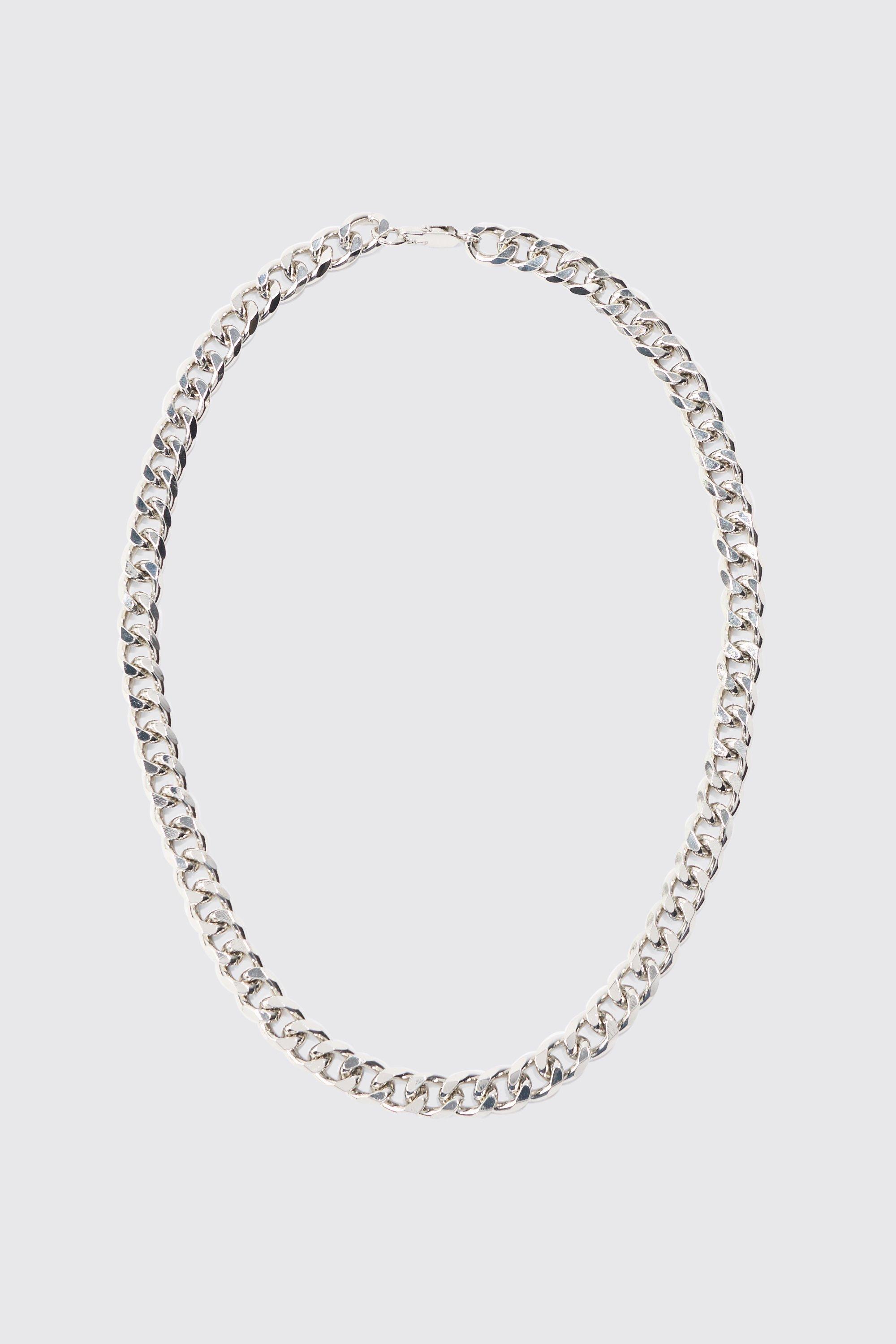 Mens Grey Metal Chain Necklace In Silver, Grey