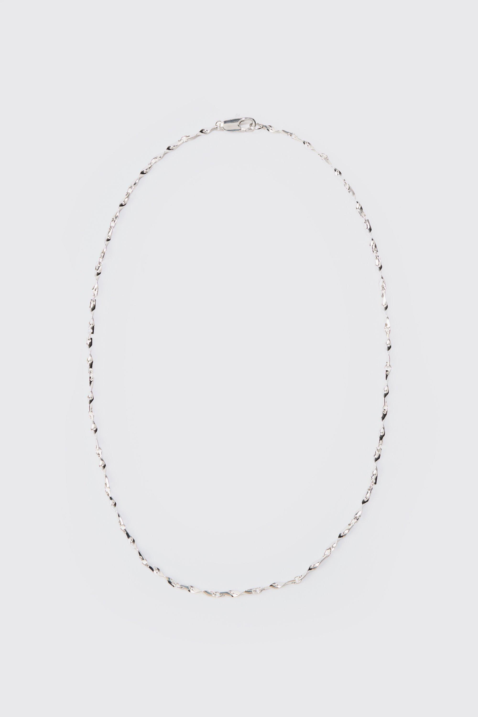 Mens Grey Metal Chain Necklace In Silver, Grey