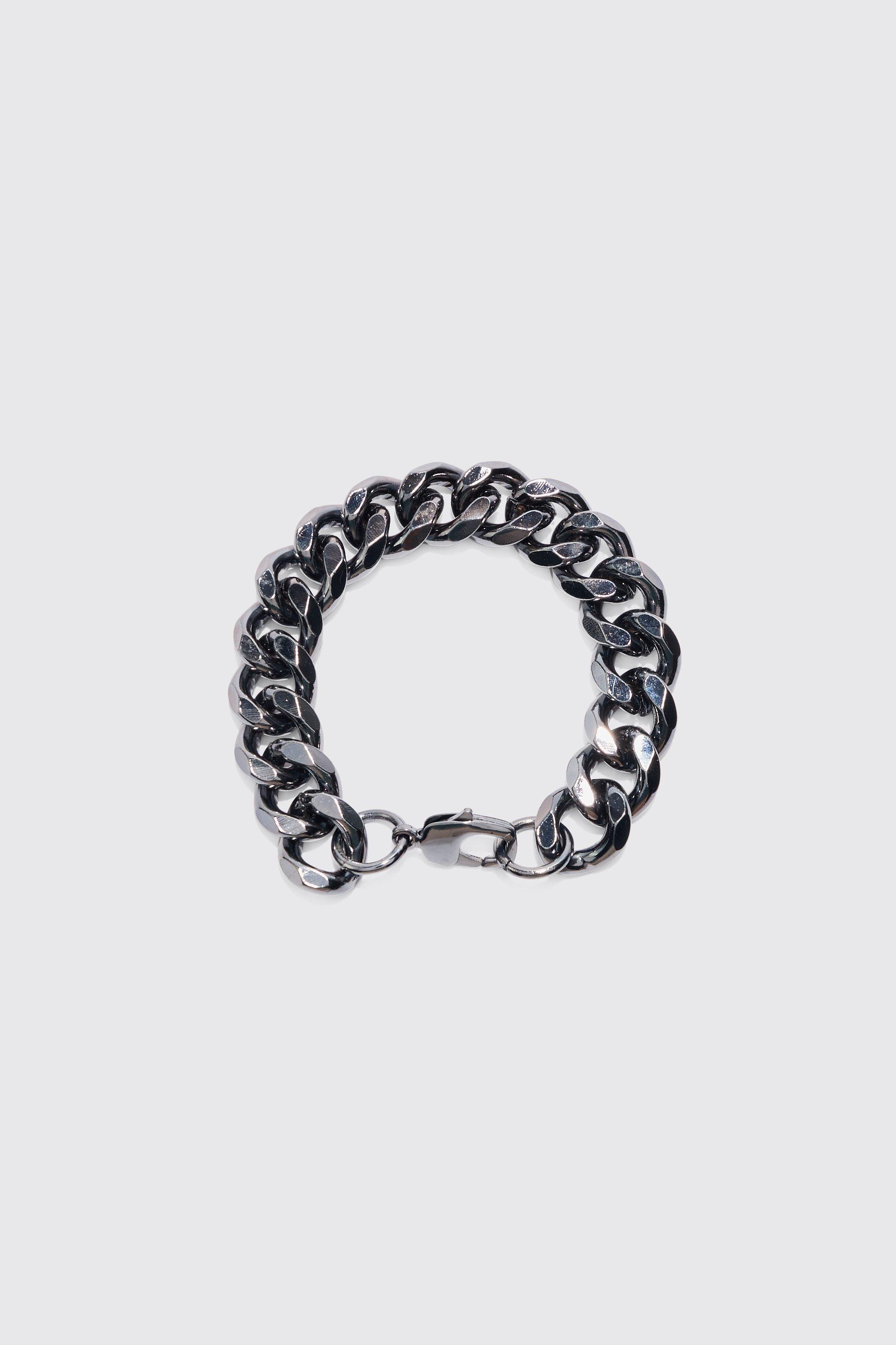chunky chain bracelet in gunmetal homme - gris - one size, gris