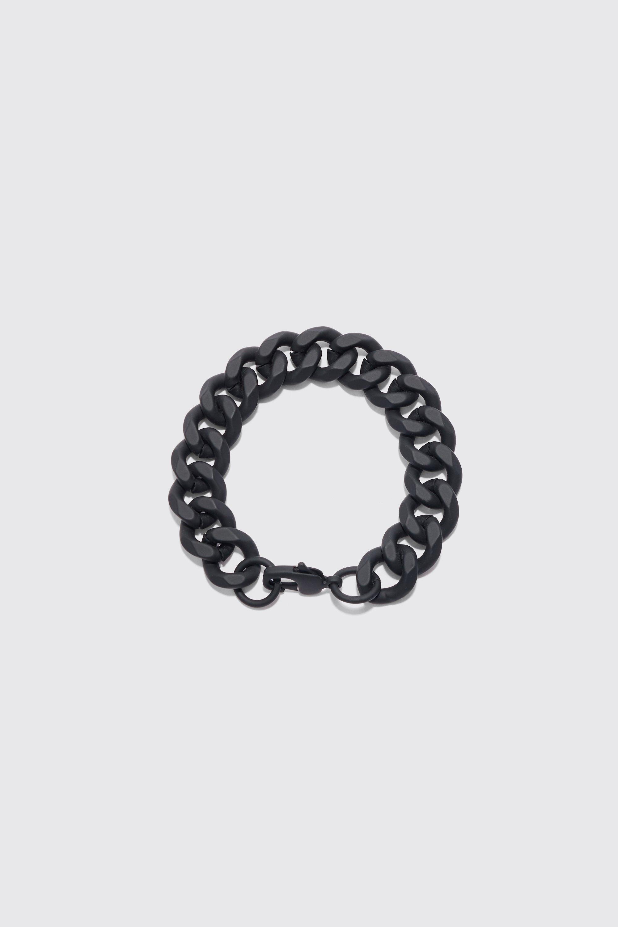 chunky chain matte finish bracelet in black homme - noir - one size, noir