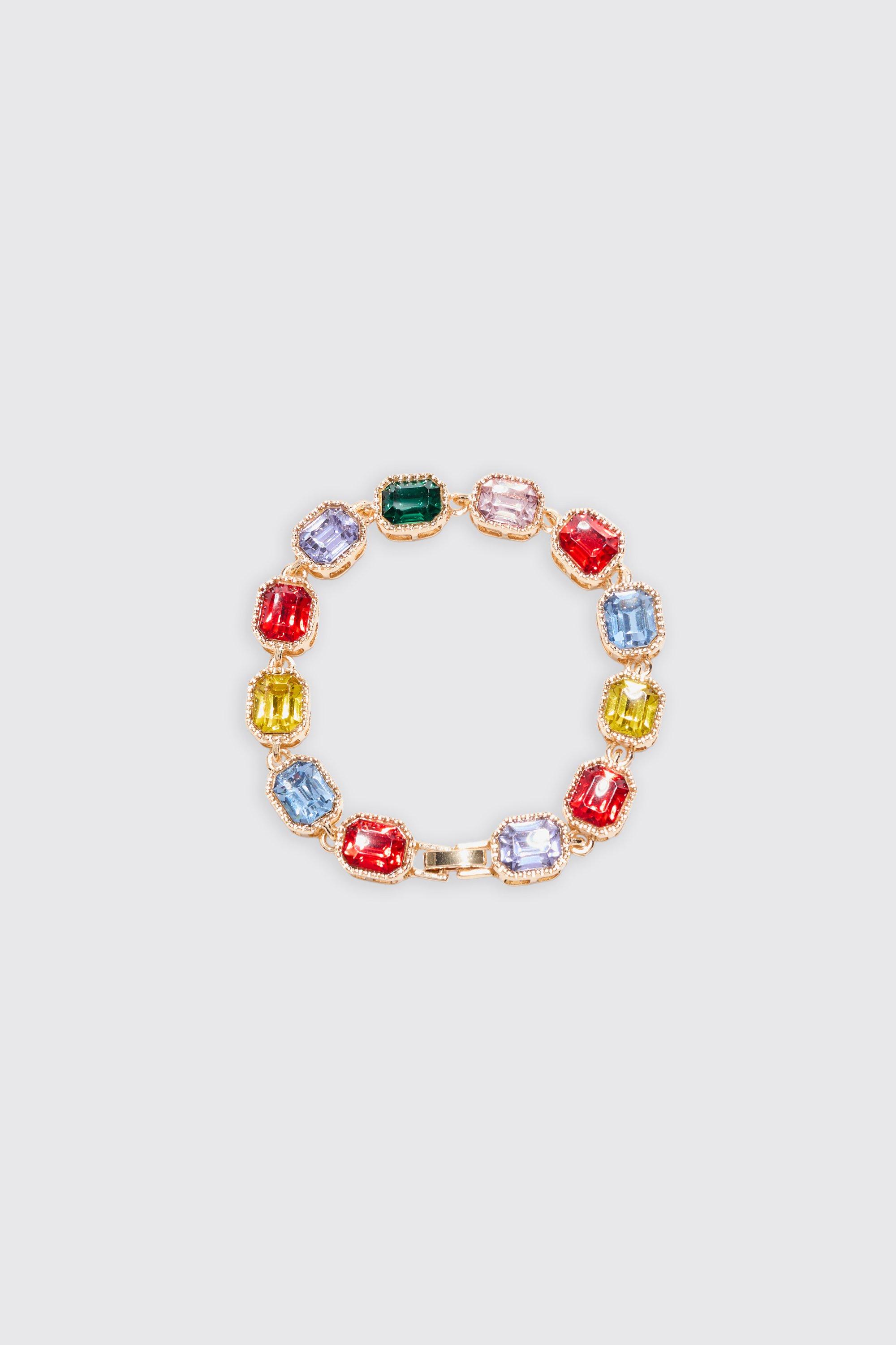 Mens Stone Detail Iced Bracelet In Multi, Multi