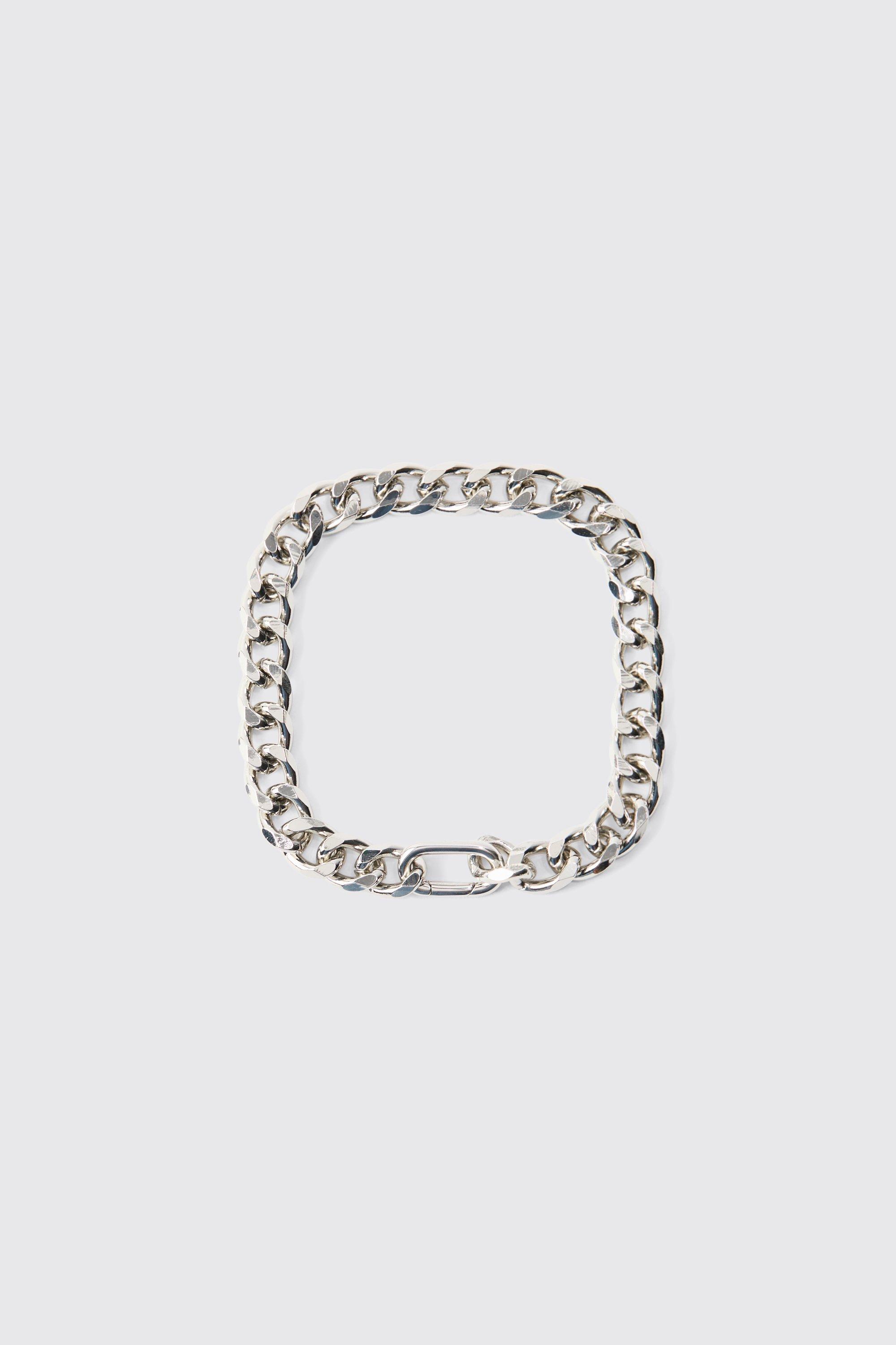 chunky clasp detail metal bracelet in silver homme - argent - one size, argent