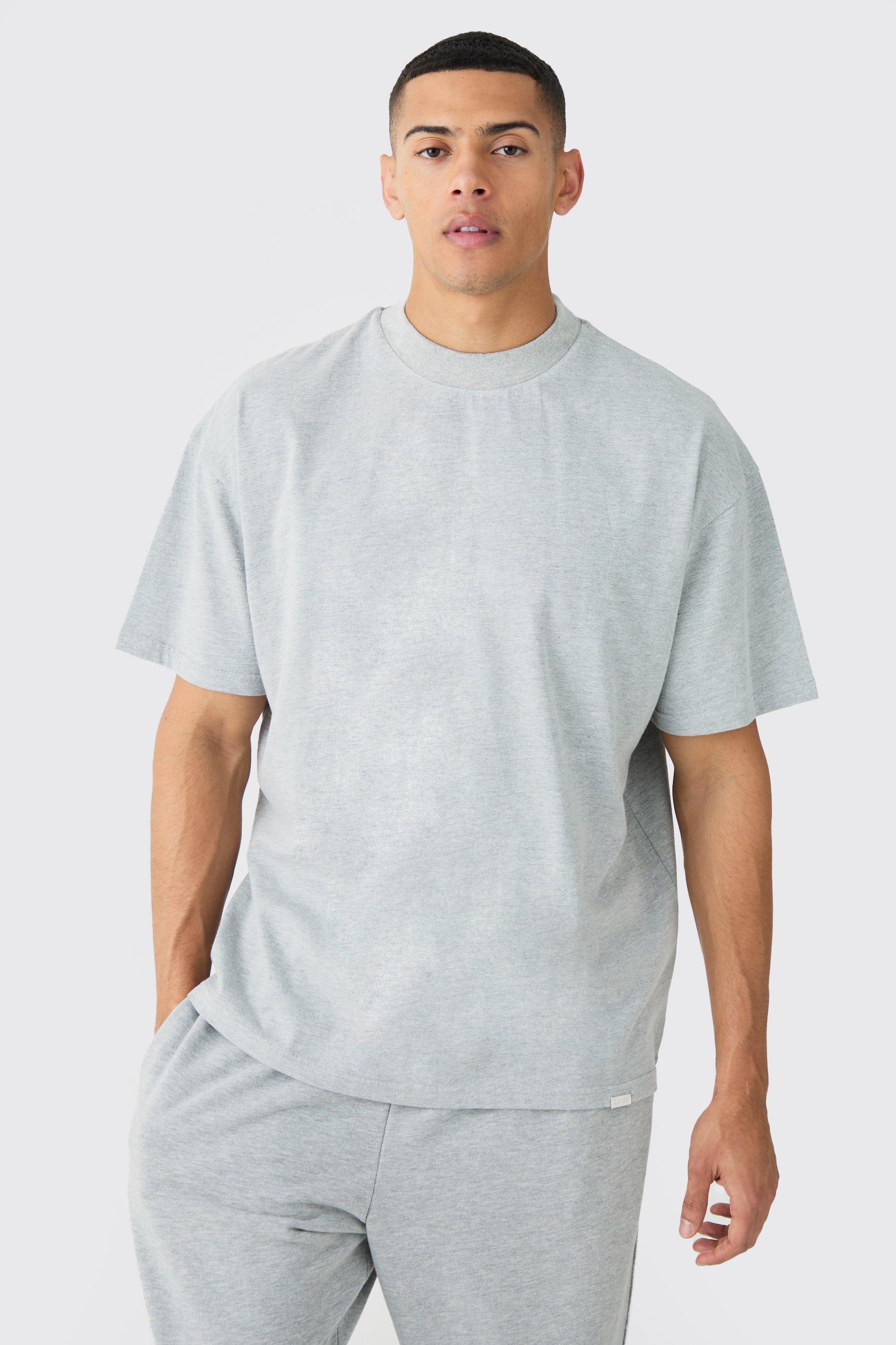 Image of Oversized Extended Neck Heavyweight T-shirt, Grigio