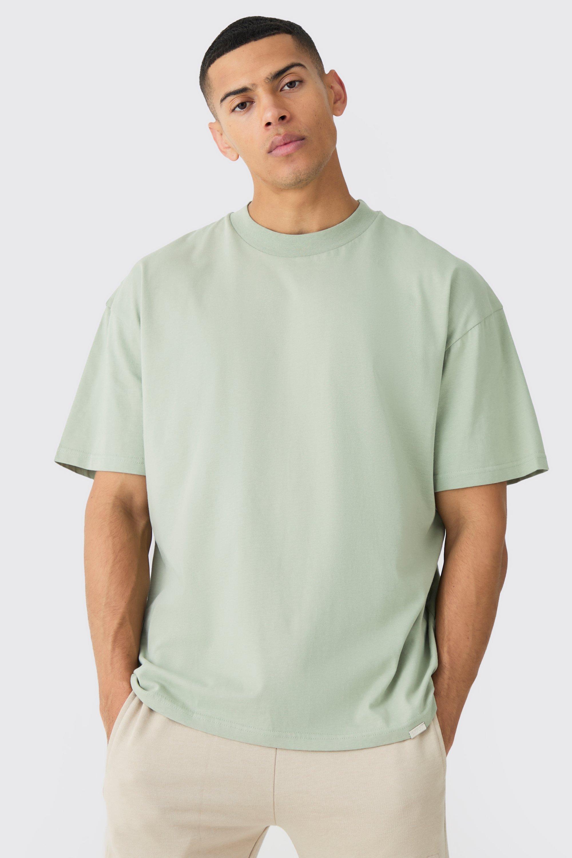 Image of Oversized Extended Neck Heavyweight T-shirt, Verde