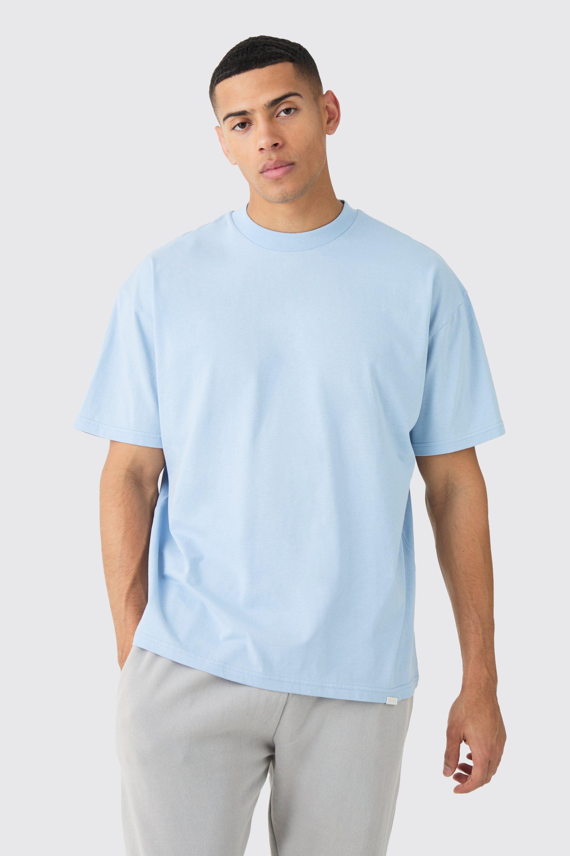 Image of Oversized Extended Neck Heavyweight T-shirt, Azzurro