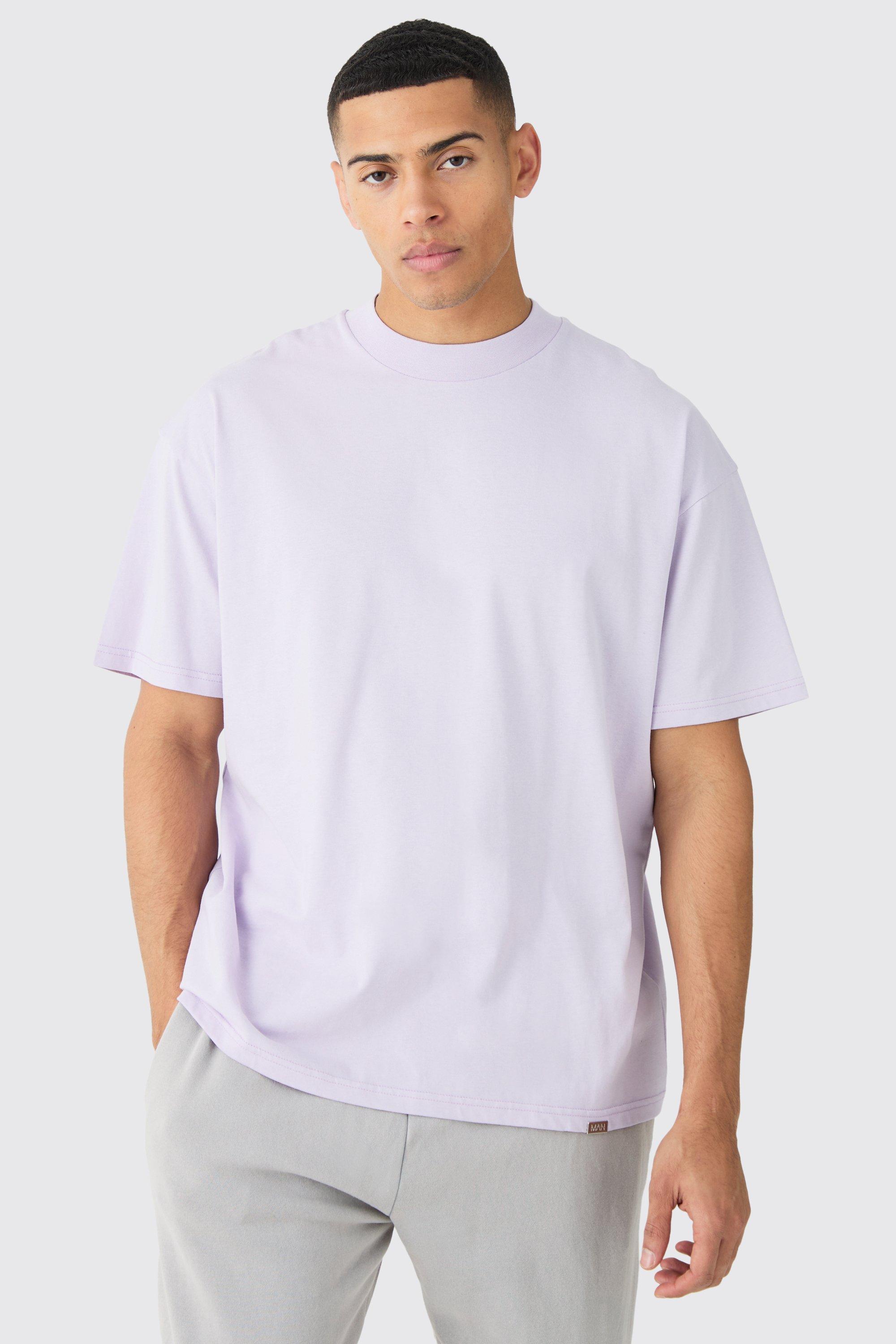 Image of Oversized Extended Neck Heavyweight T-shirt, Purple