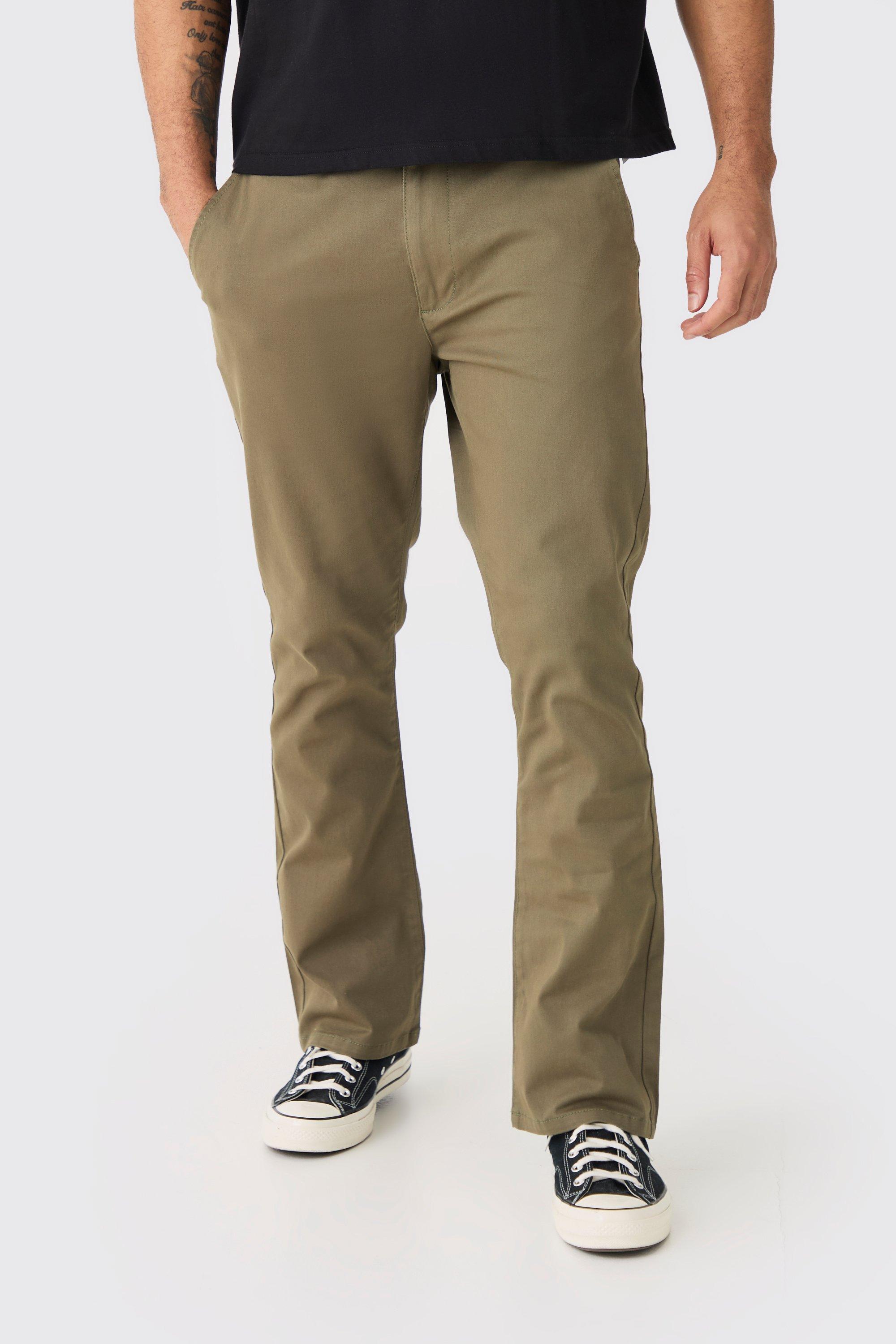 Image of Pantaloni Chino a zampa Slim Fit con vita fissa, Verde