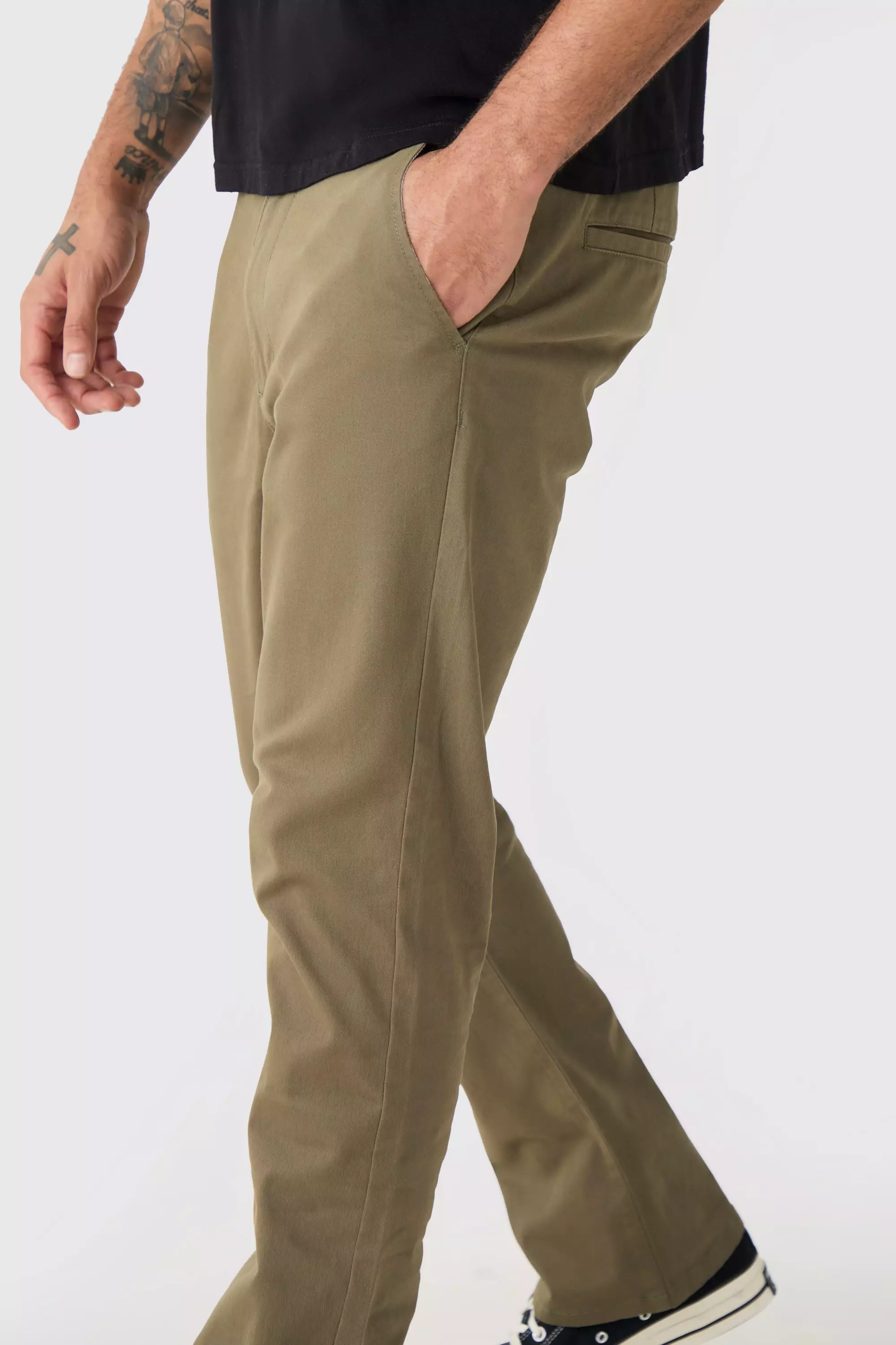 Fixed Waist Slim Flare Chino Trouser