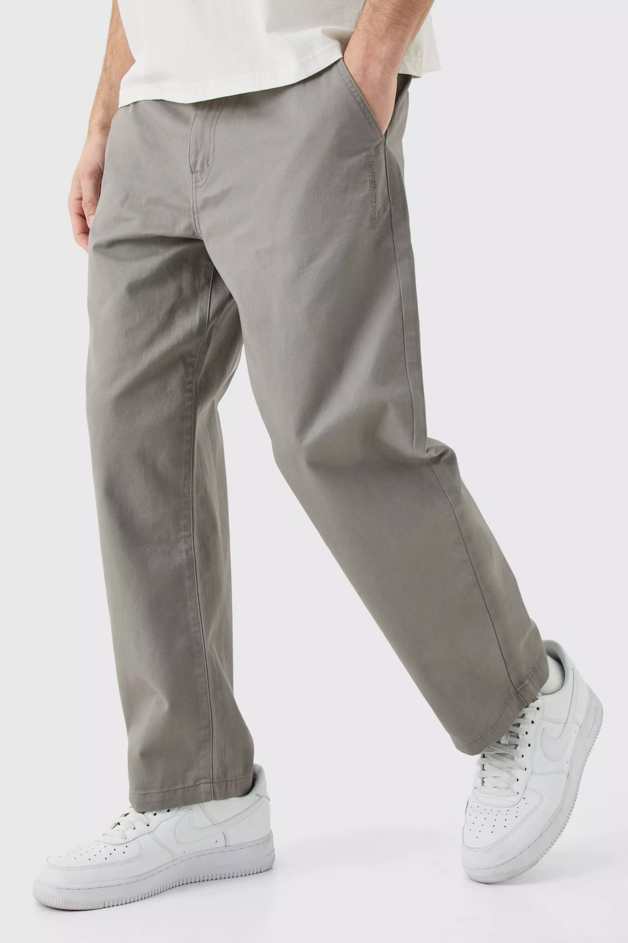 Fixed Waist Branded Skate Cropped Chino Trouser