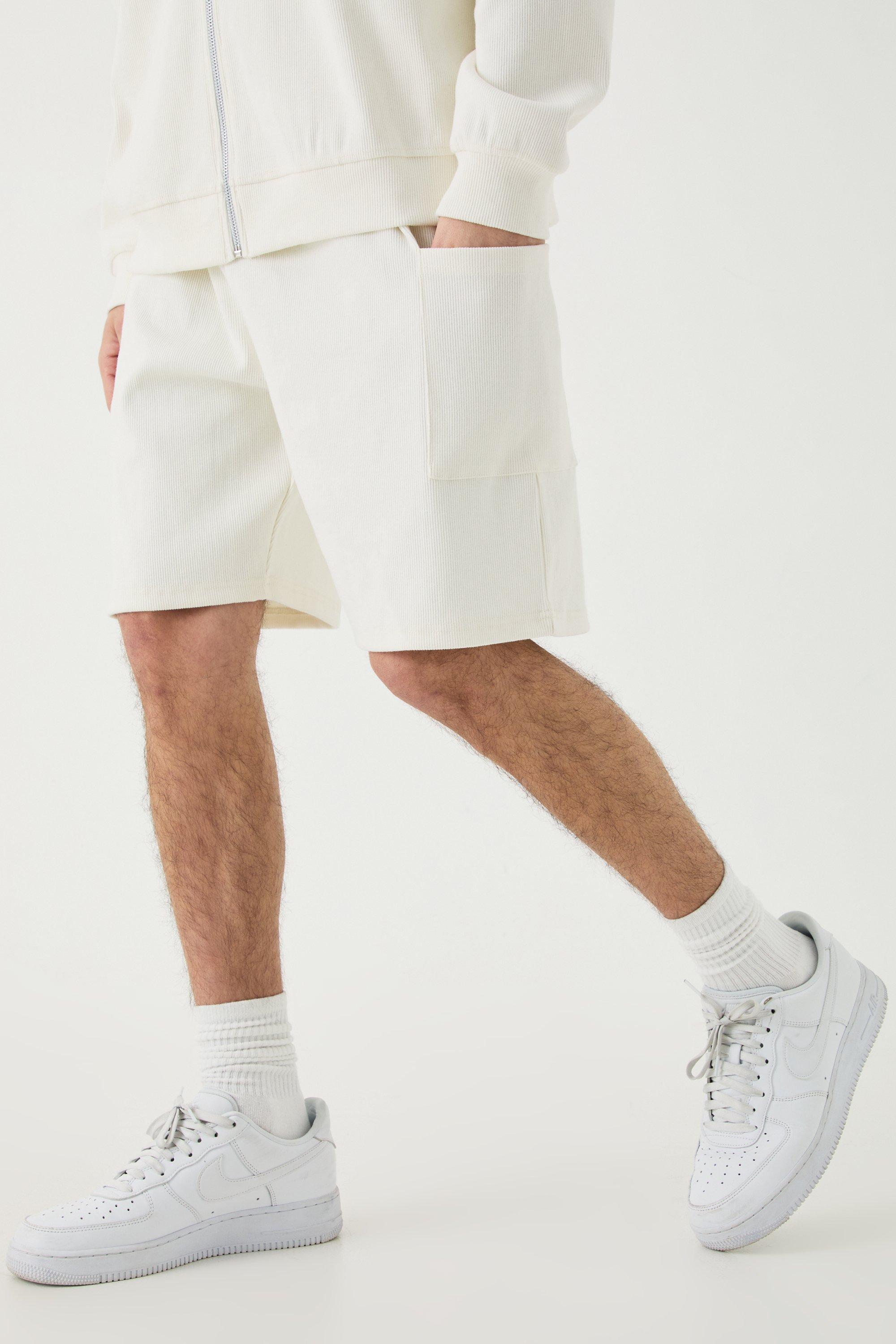 Image of Relaxed Heavyweight Ribbed Cargo Short, Cream