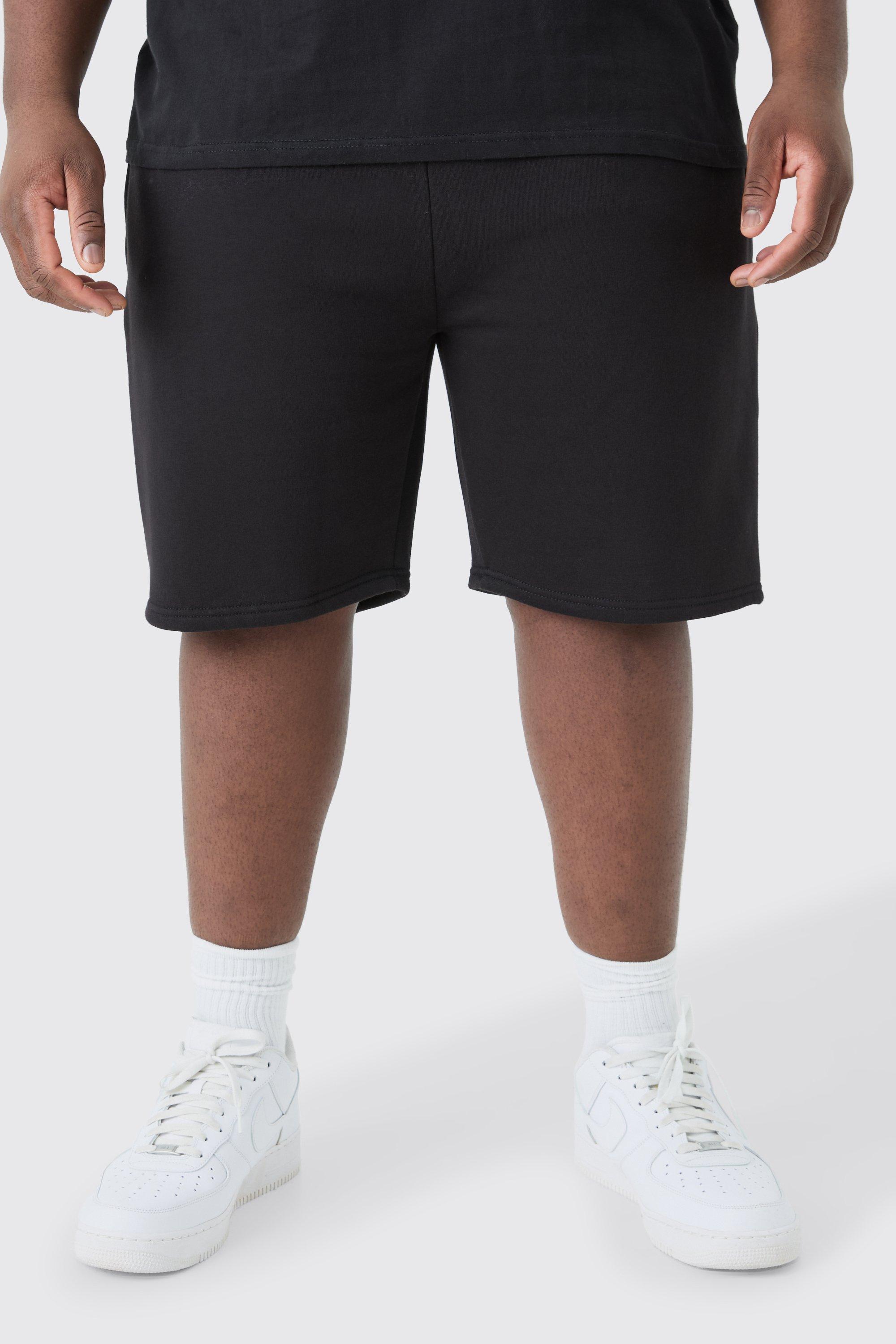 Mens Black Plus Loose Fit Jersey Short, Black