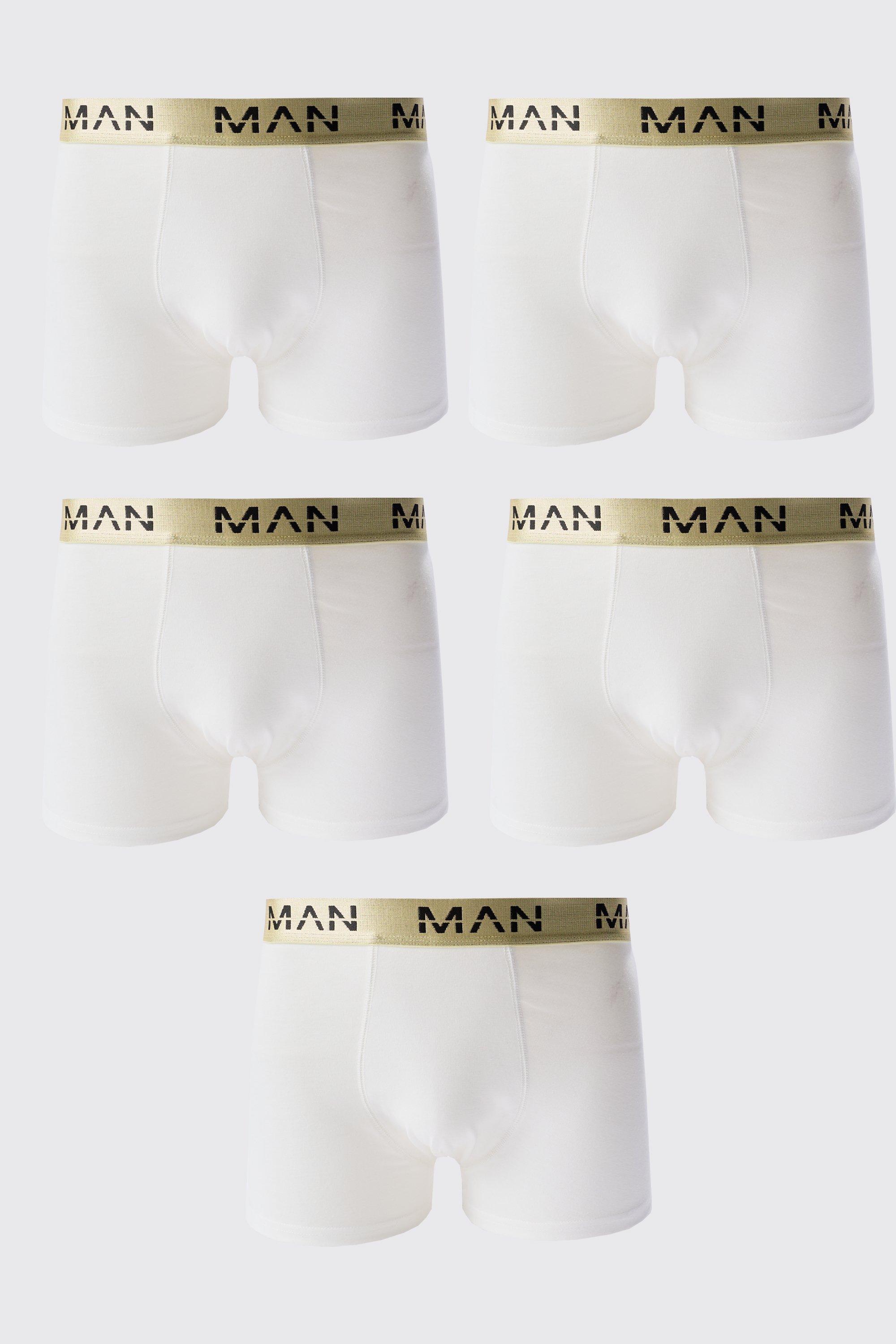 Image of 5 Pack Gold Man Dash Boxers In White, Bianco