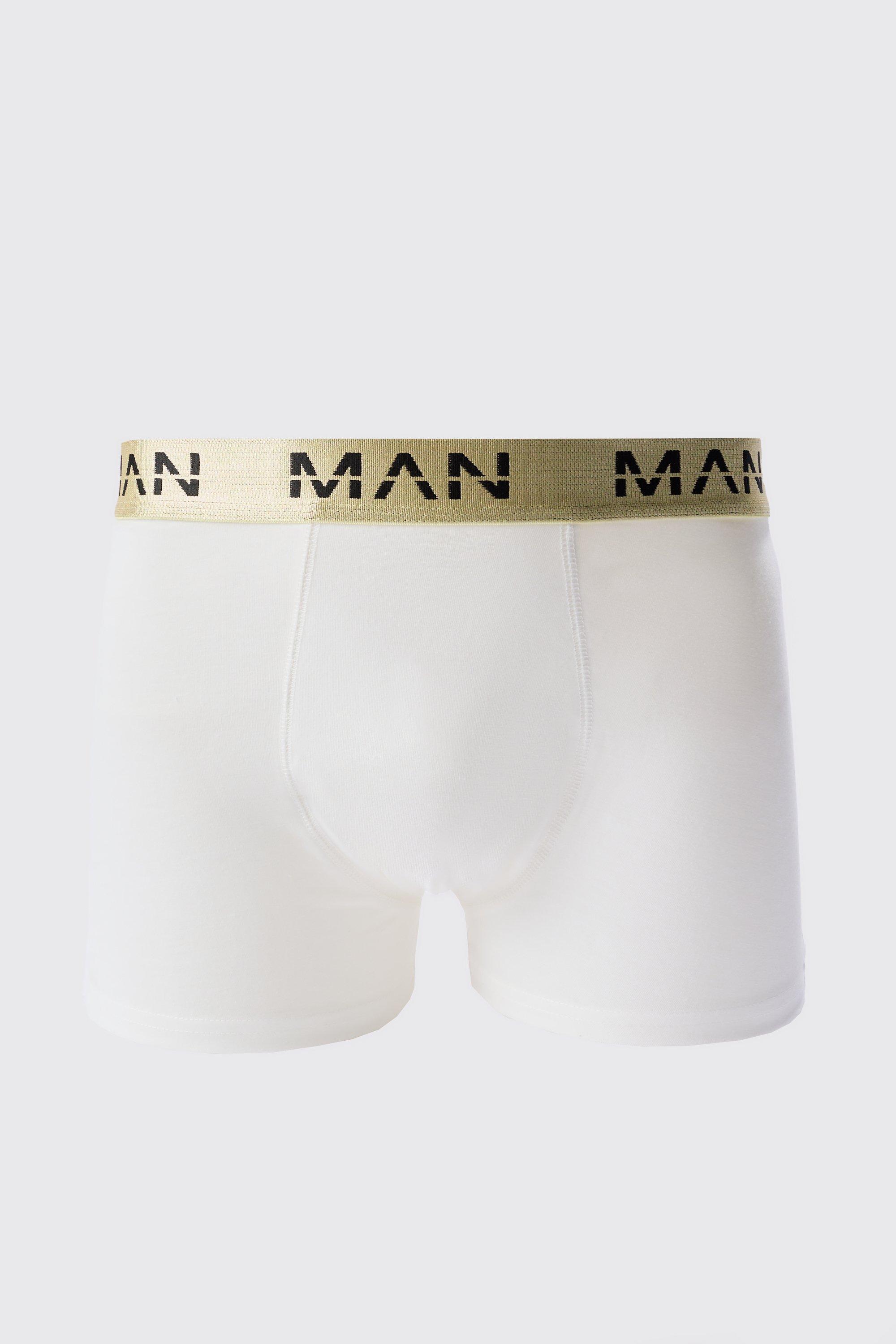 Image of Man Roman Gold Waistband Boxers In White, Bianco